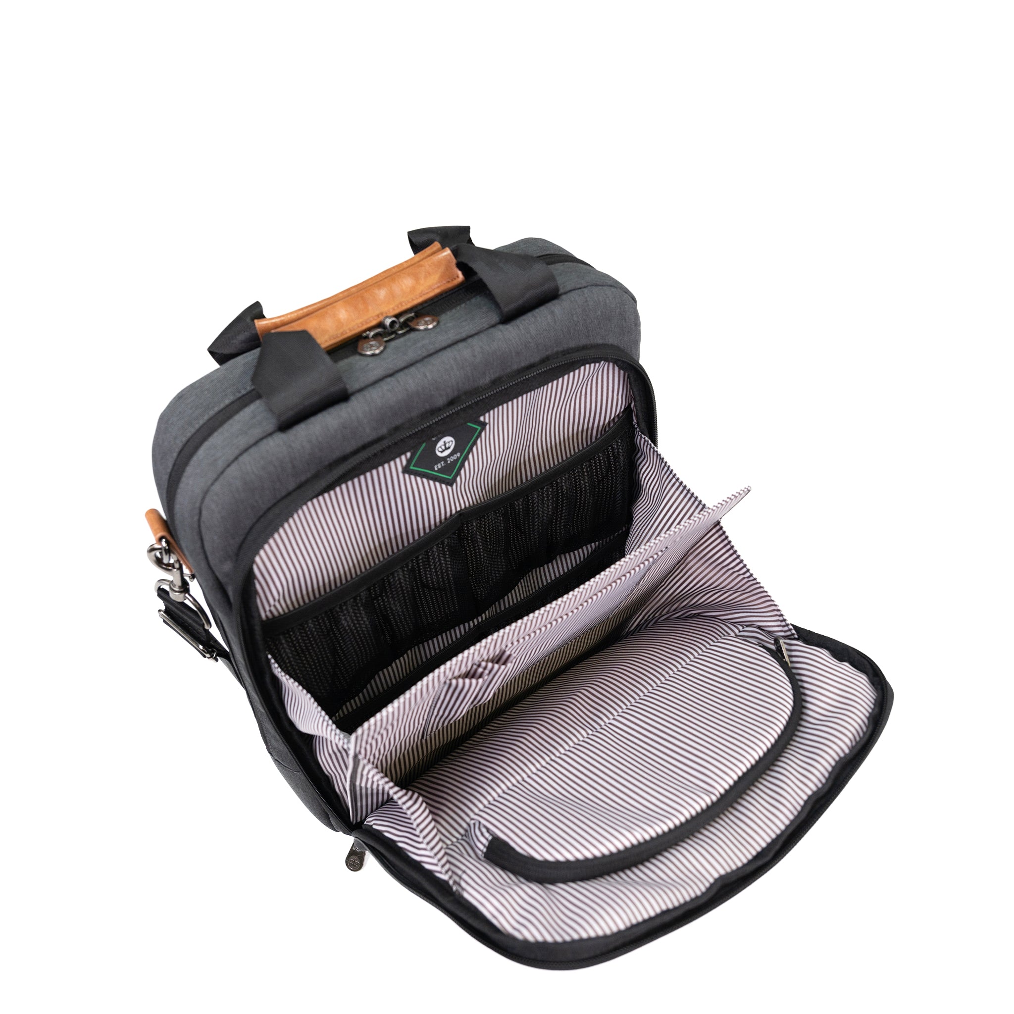 PKG Riverdale 11L Messenger Bag open view showing organized filing storage for the office or school