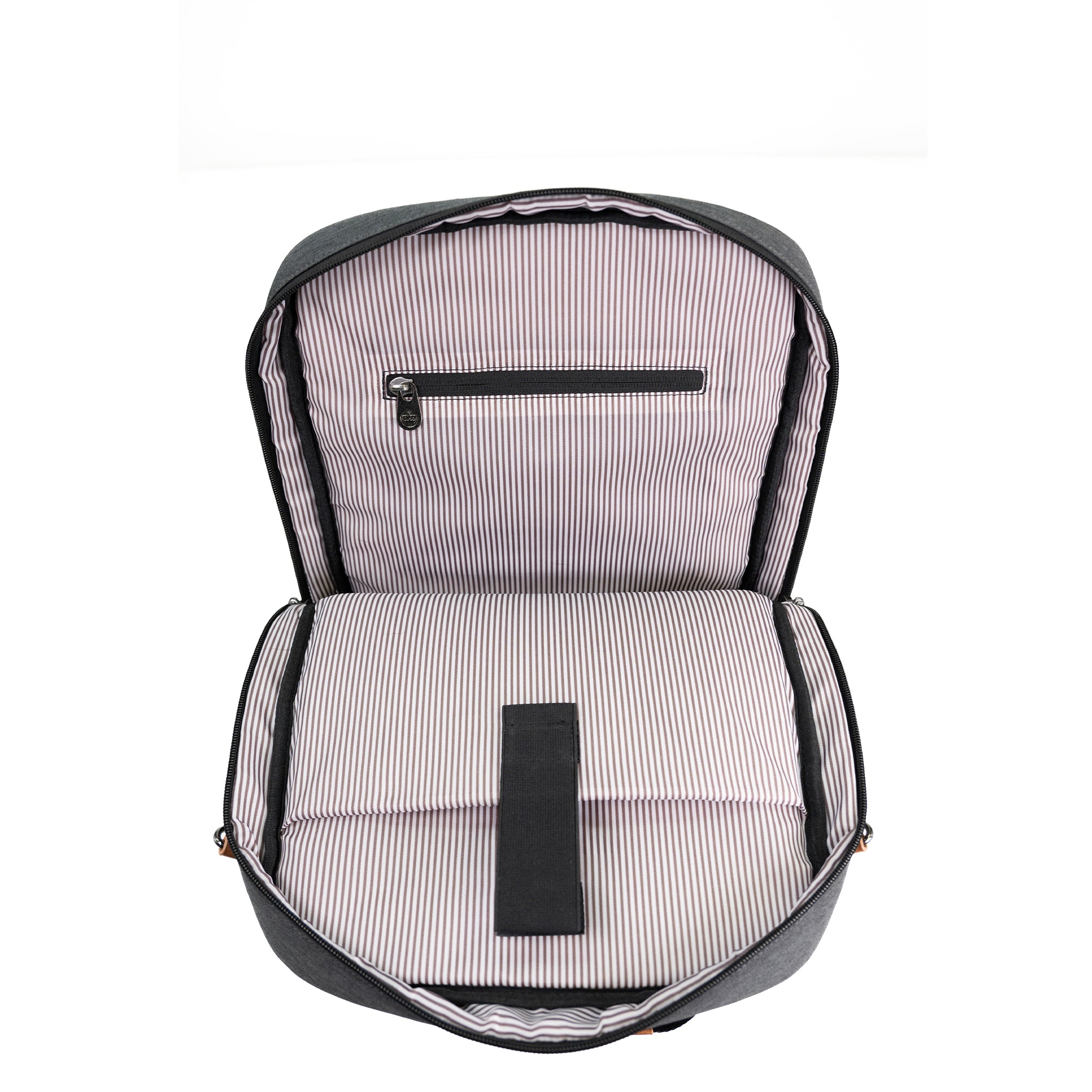 PKG Riverdale 11L Messenger Bag open, showing internal pockets