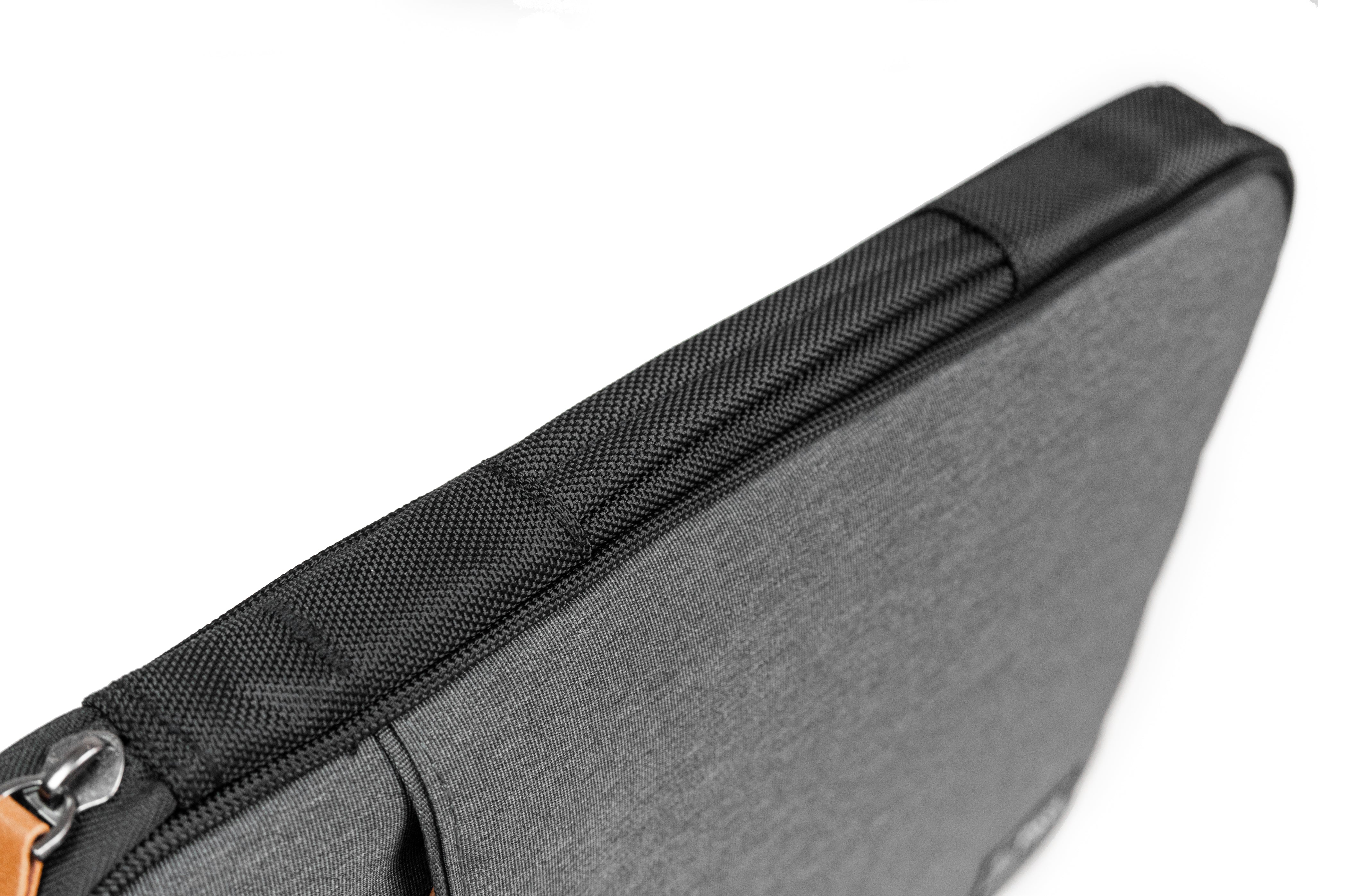 PKG Stuff Recycled Laptop Sleeve (dark grey) detailed view of material and build quality