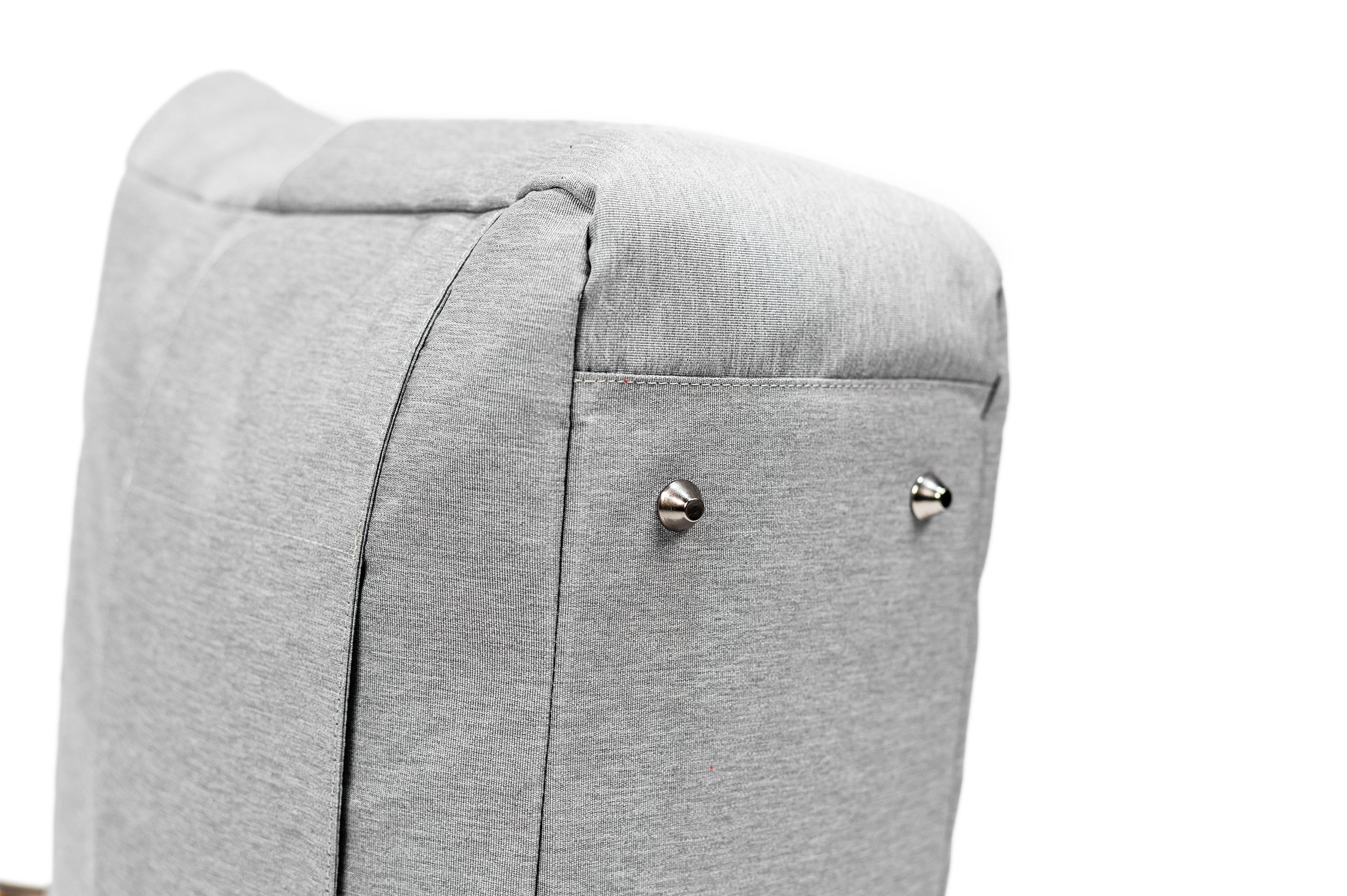 PKG Georgian 33L Recycled Tote Bag (light grey) bottom view showing durable metal feet to ensure contents stay protected