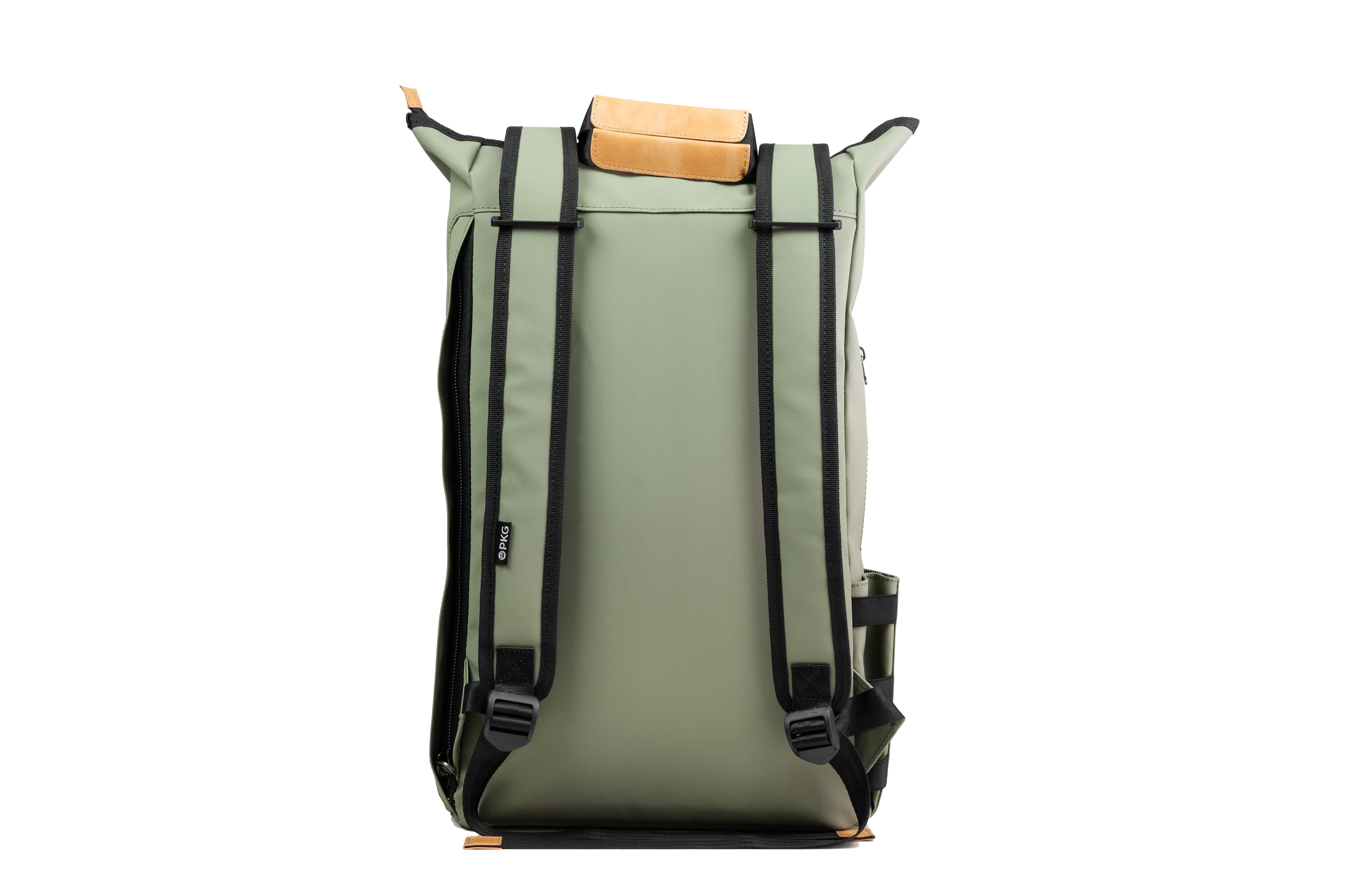 Liberty 23L recycled backpack (tranquil green) back view showing adjustable straps