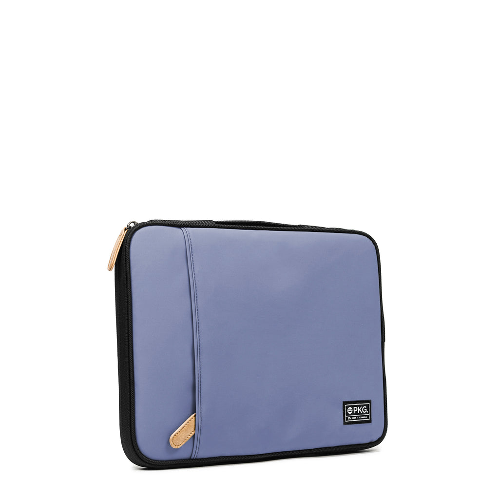 PKG Stuff Recycled Laptop Sleeve (vintage blue) – ideal for 13" and 14" laptops. with extra storage for accessories or tablets. Stay organized and protected, whether carried alone or in a bag