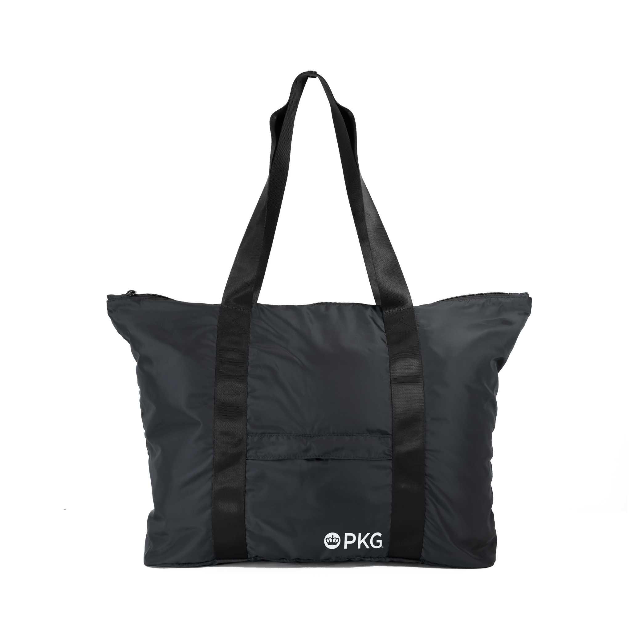 PKG Umiak 33L Recycled Packable Tote (black) showing handle