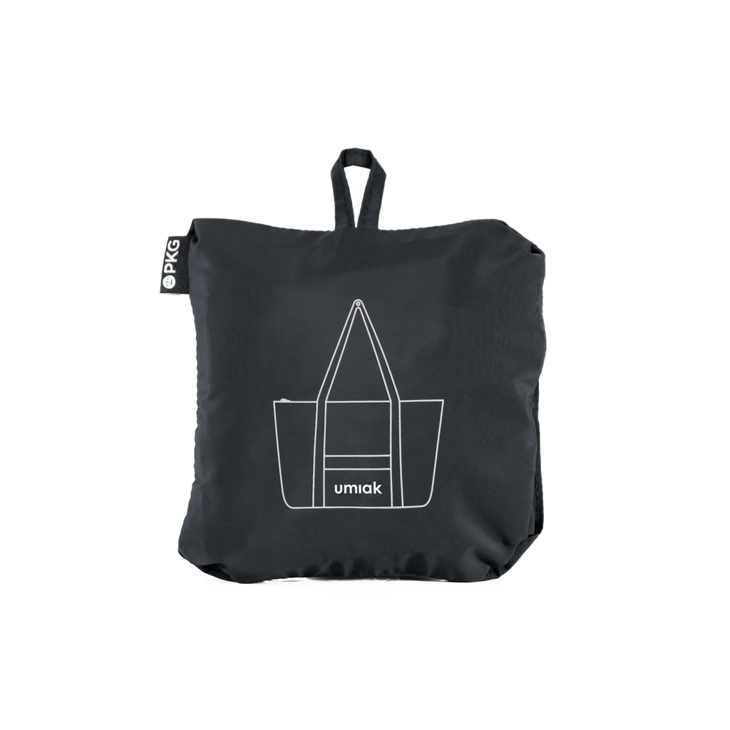 PKG Umiak 33L Recycled Packable Tote (black) packed
