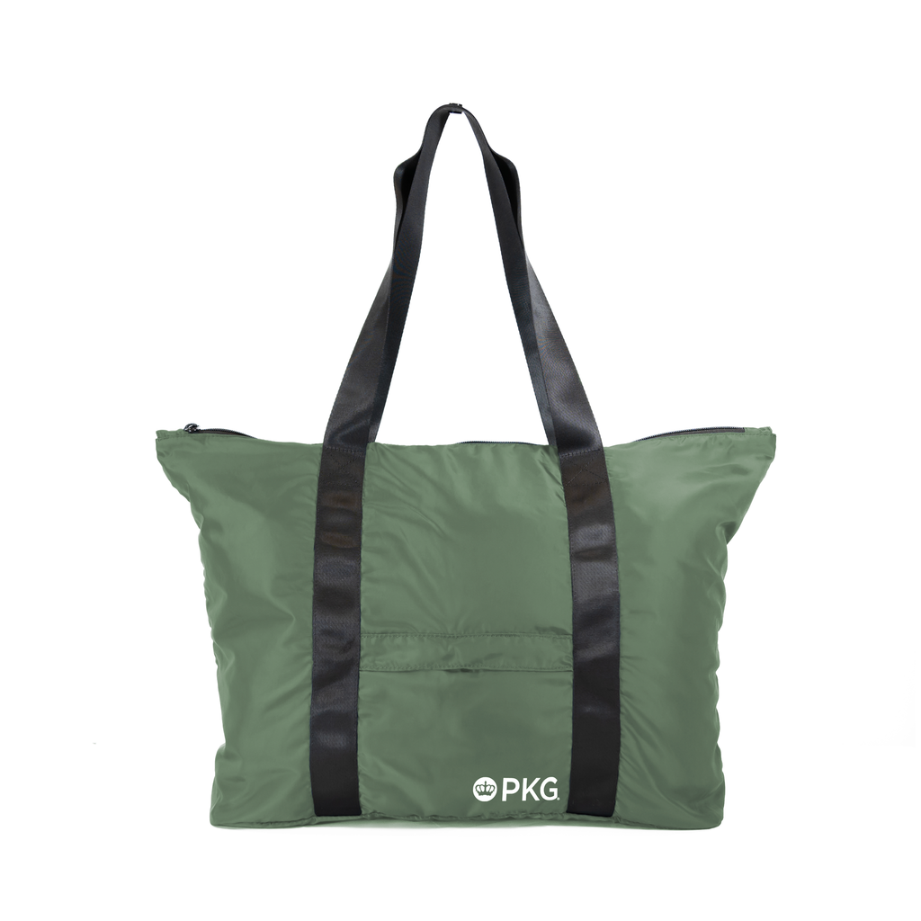PKG Umiak 33L Recycled Packable Tote (green) showing handle