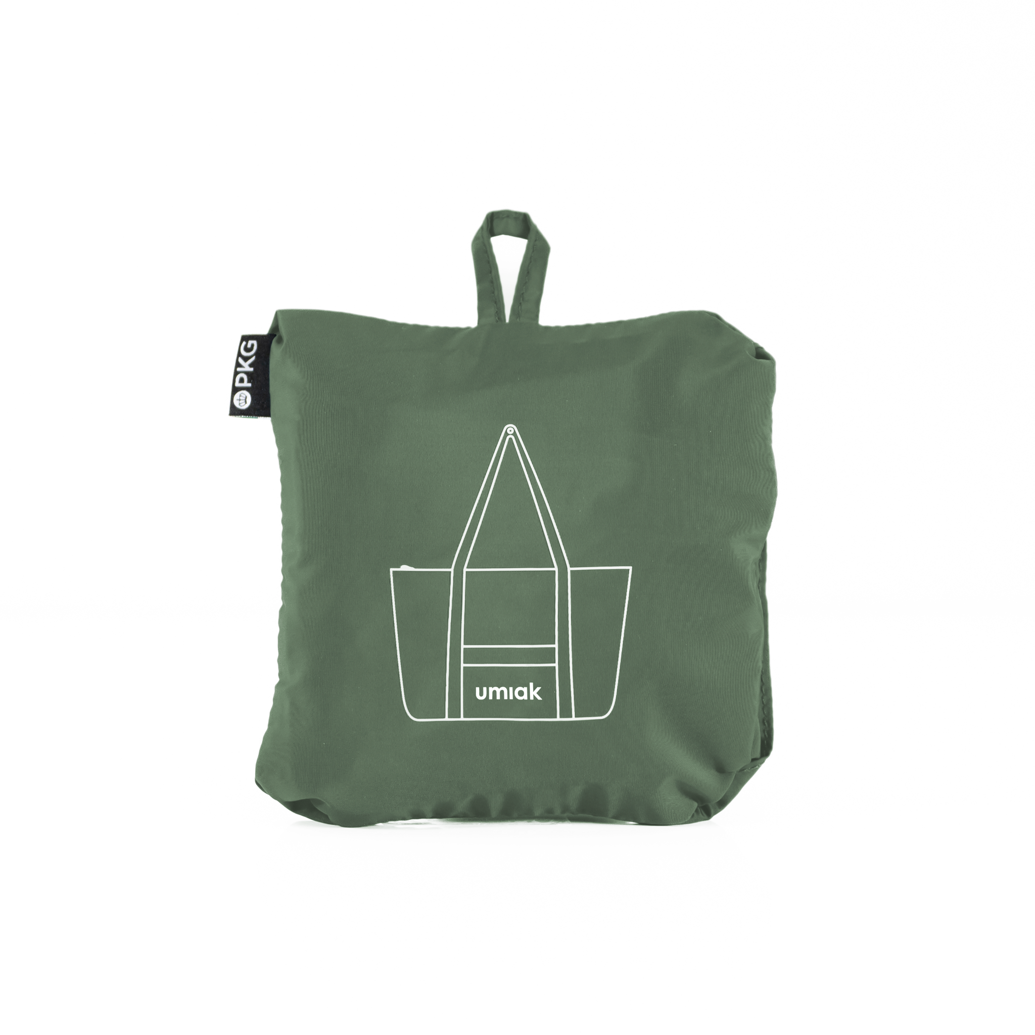 PKG Umiak 33L Recycled Packable Tote (green) packed