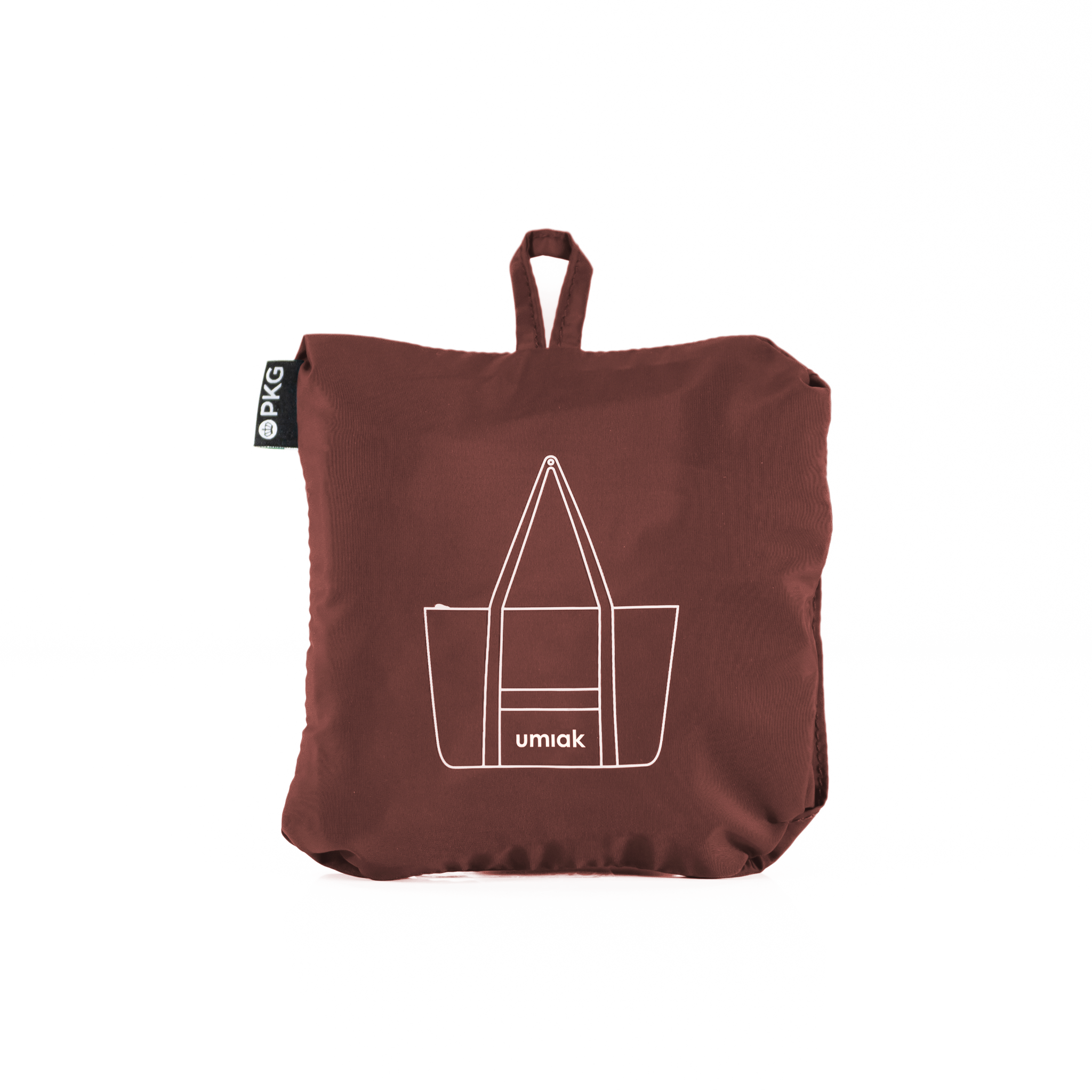 PKG Umiak 33L Recycled Packable Tote (rum raisin) packed