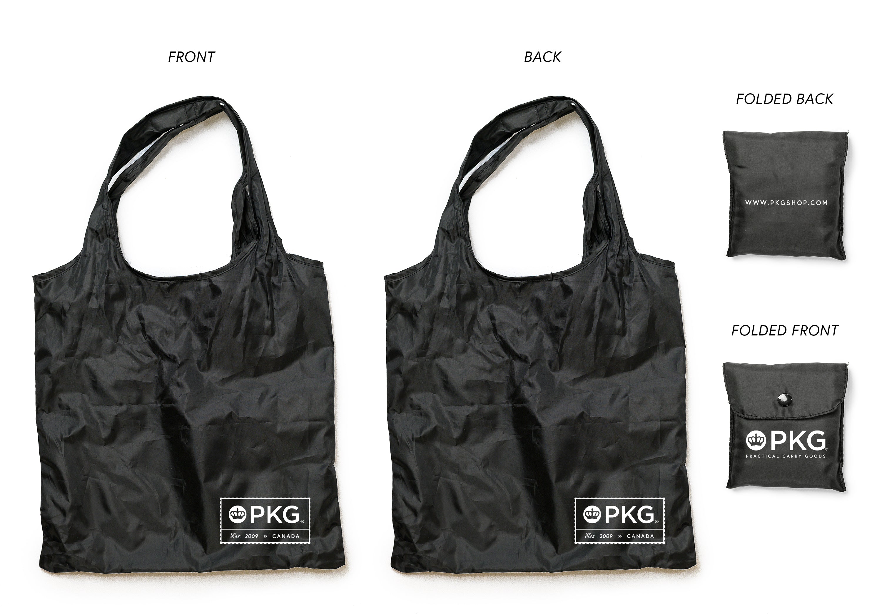 PKG Market Recycled Foldable Tote Bag (black) all sides