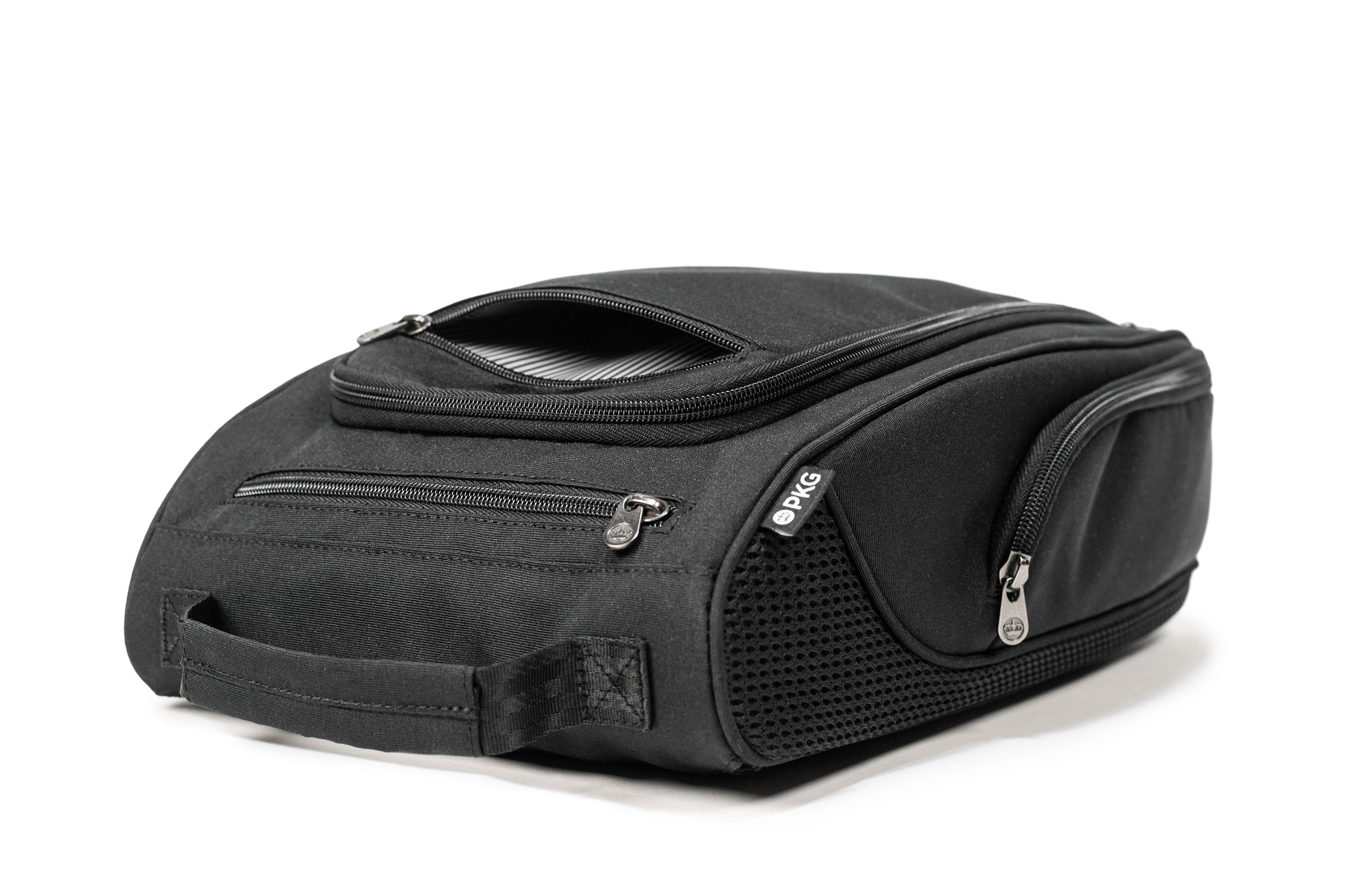 PKG Angus recycled shoe/footwear bag resting on back view, showing top