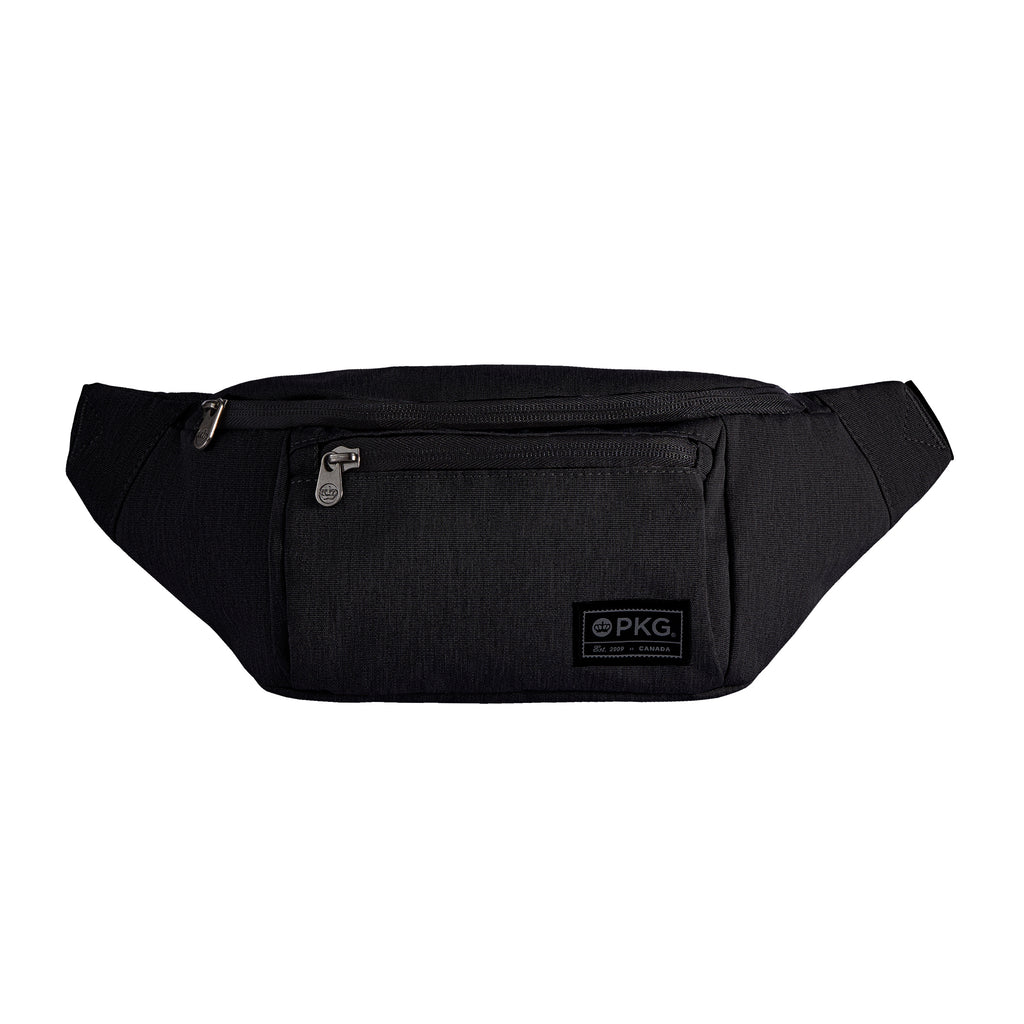 PKG Bremner recycled cross body/waist pack (black) front view