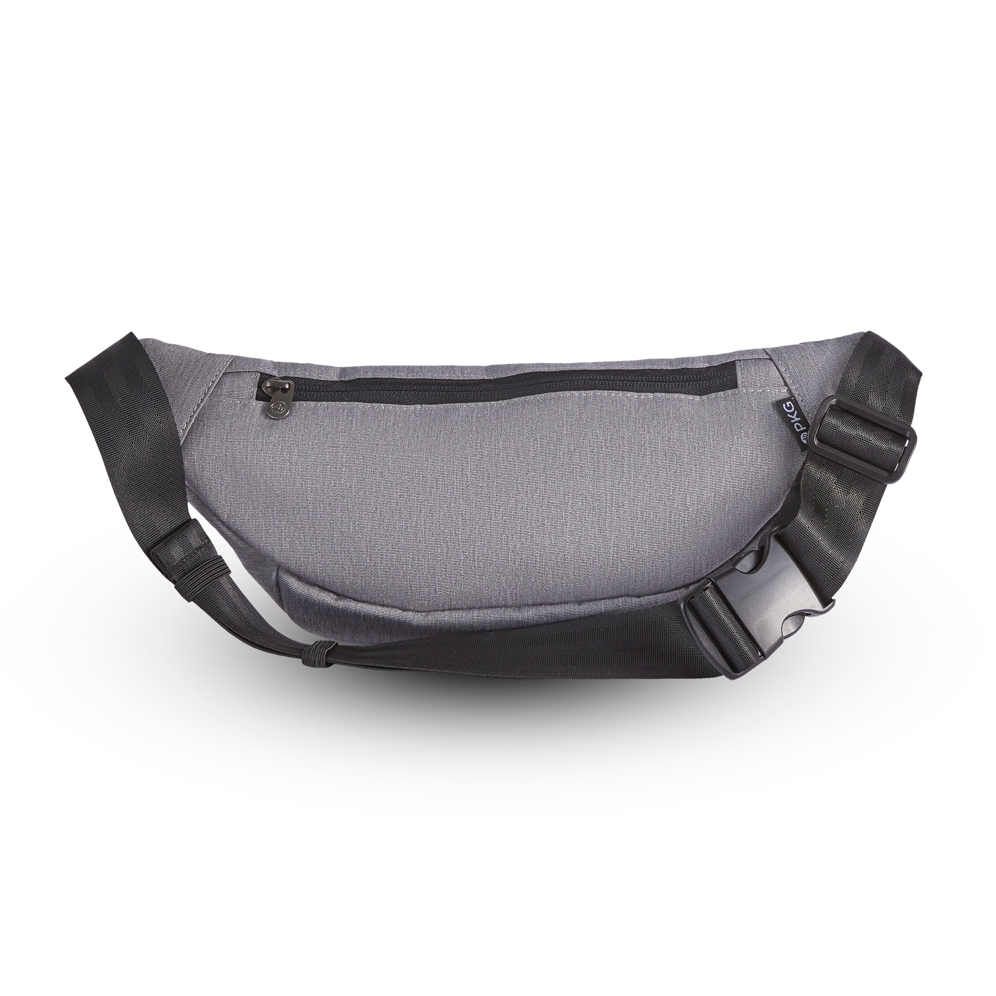 PKG Bremner recycled cross body/waist pack (light grey) back view showing rear pocket