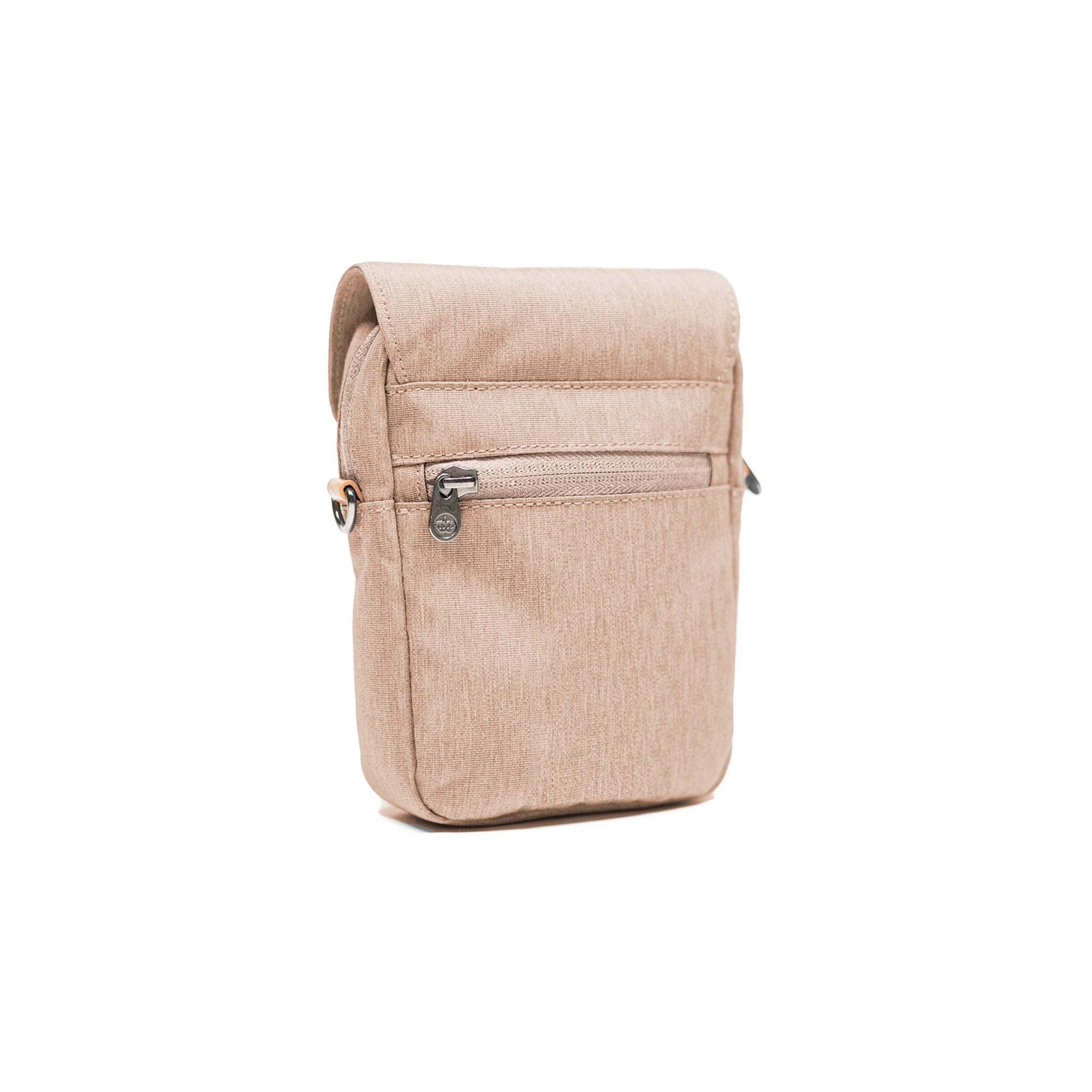 PKG Burrard recycled cross body bag (ginger root) back view showing back pocket