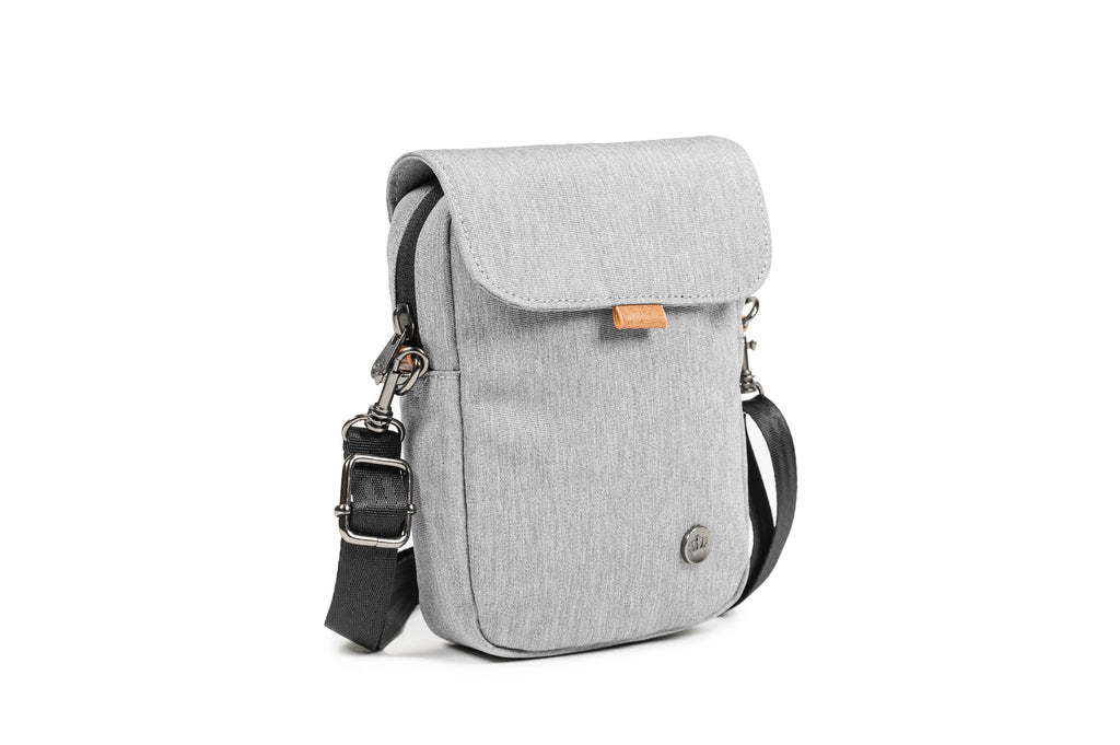 PKG Burrard recycled cross body bag (light grey), ideal for trips to the grocery store, dog park, or shopping mall