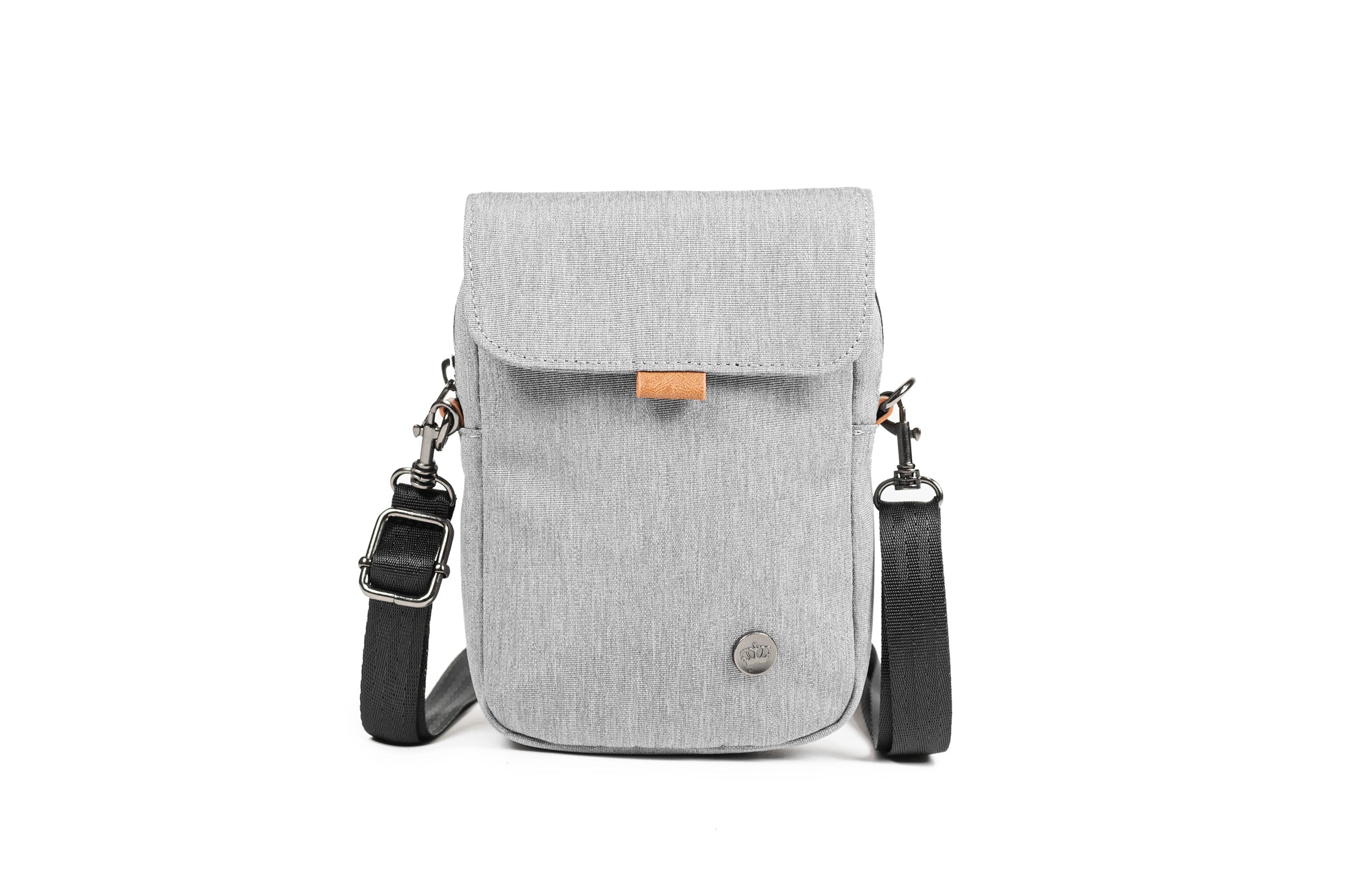 PKG Burrard recycled cross body bag (light grey) front view