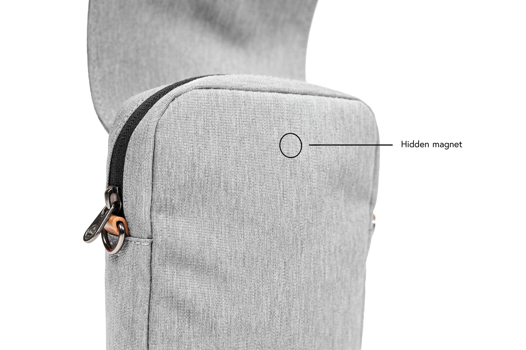 PKG Burrard recycled cross body bag hidden magnet to close
