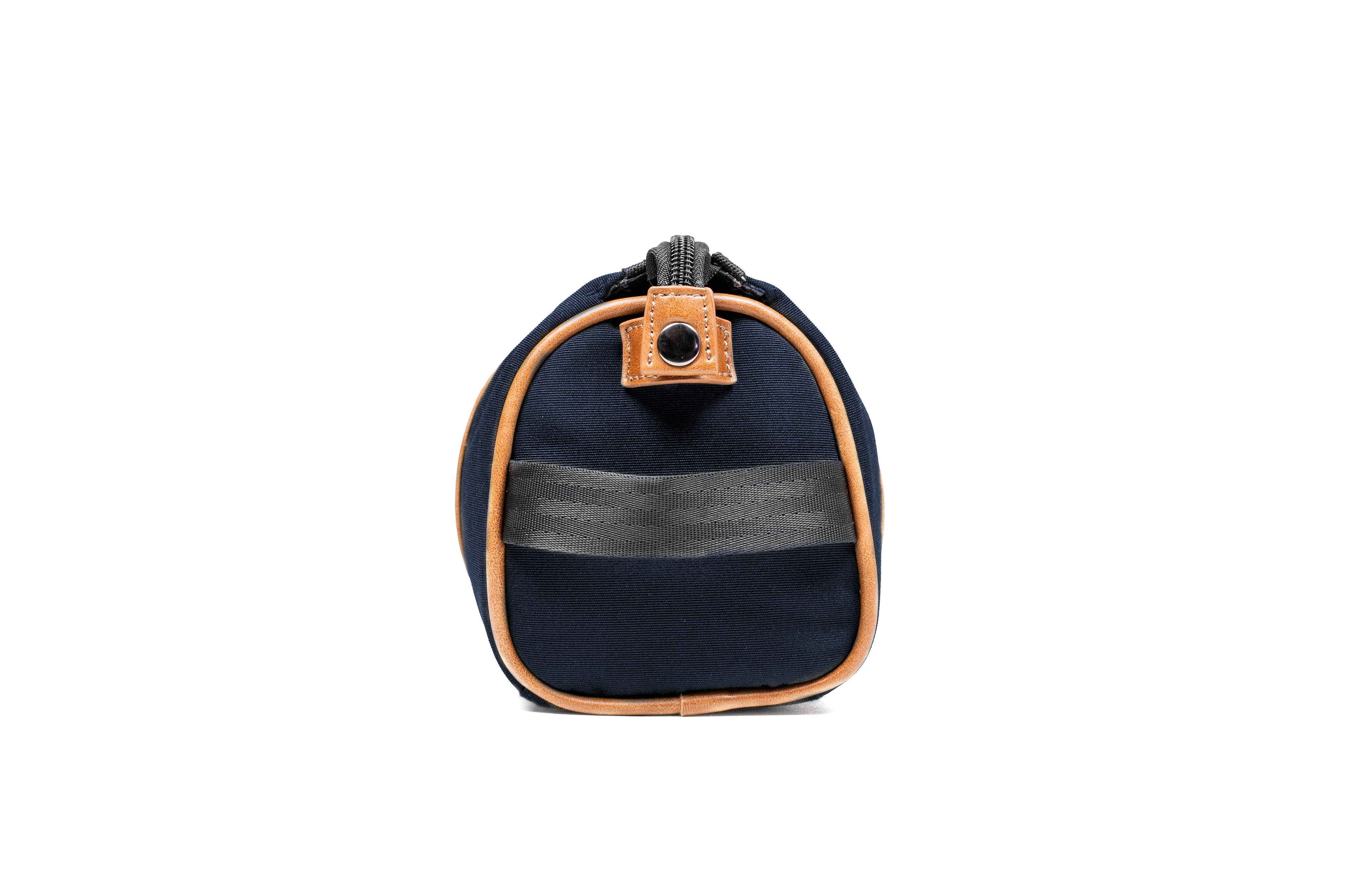 PKG Charlotte Recycled Toiletry Bag (navy) side view showing strap