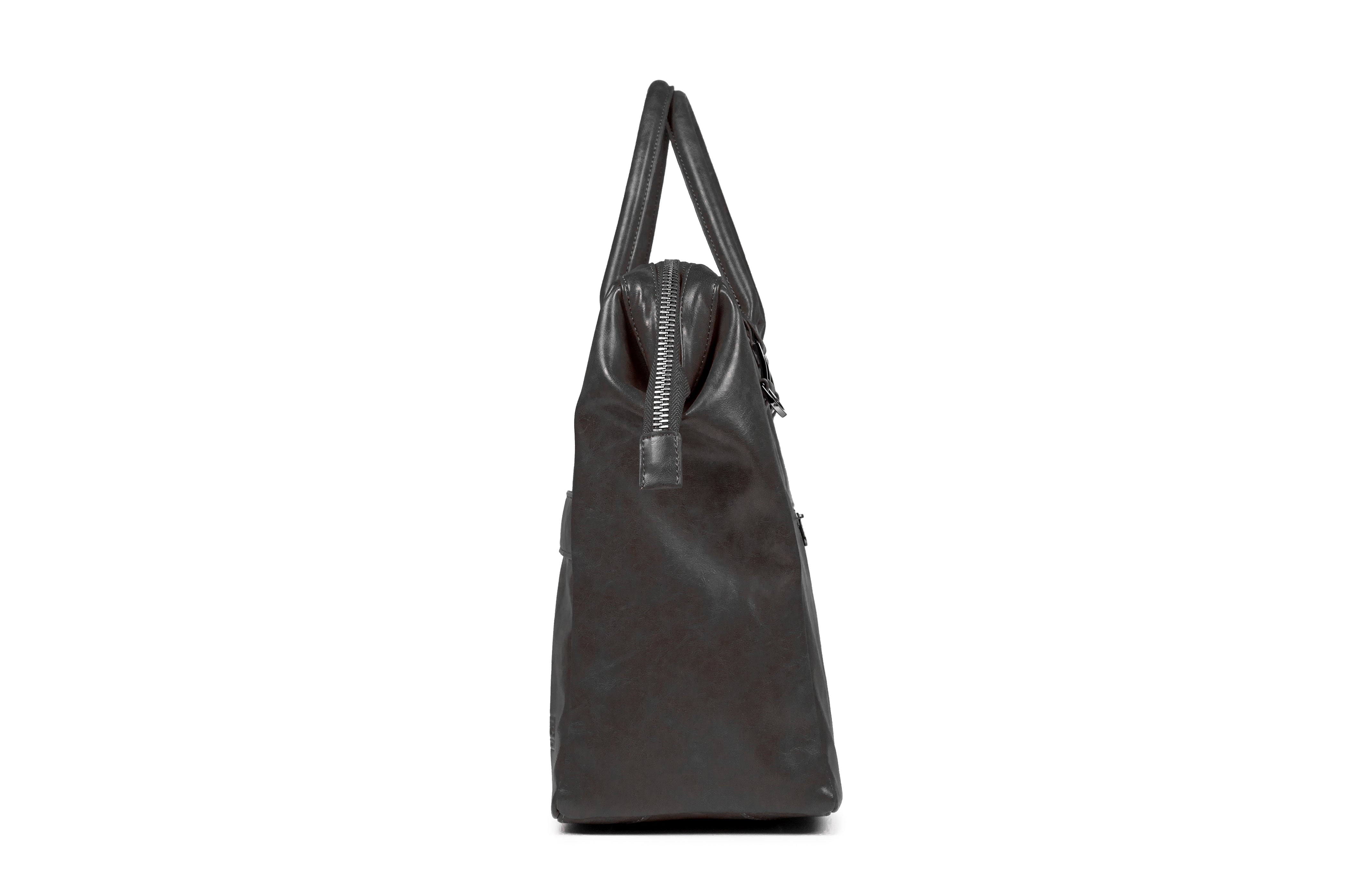 McGill 22.5L vegan leather, Doctor-Bag style messenger duffle, side view