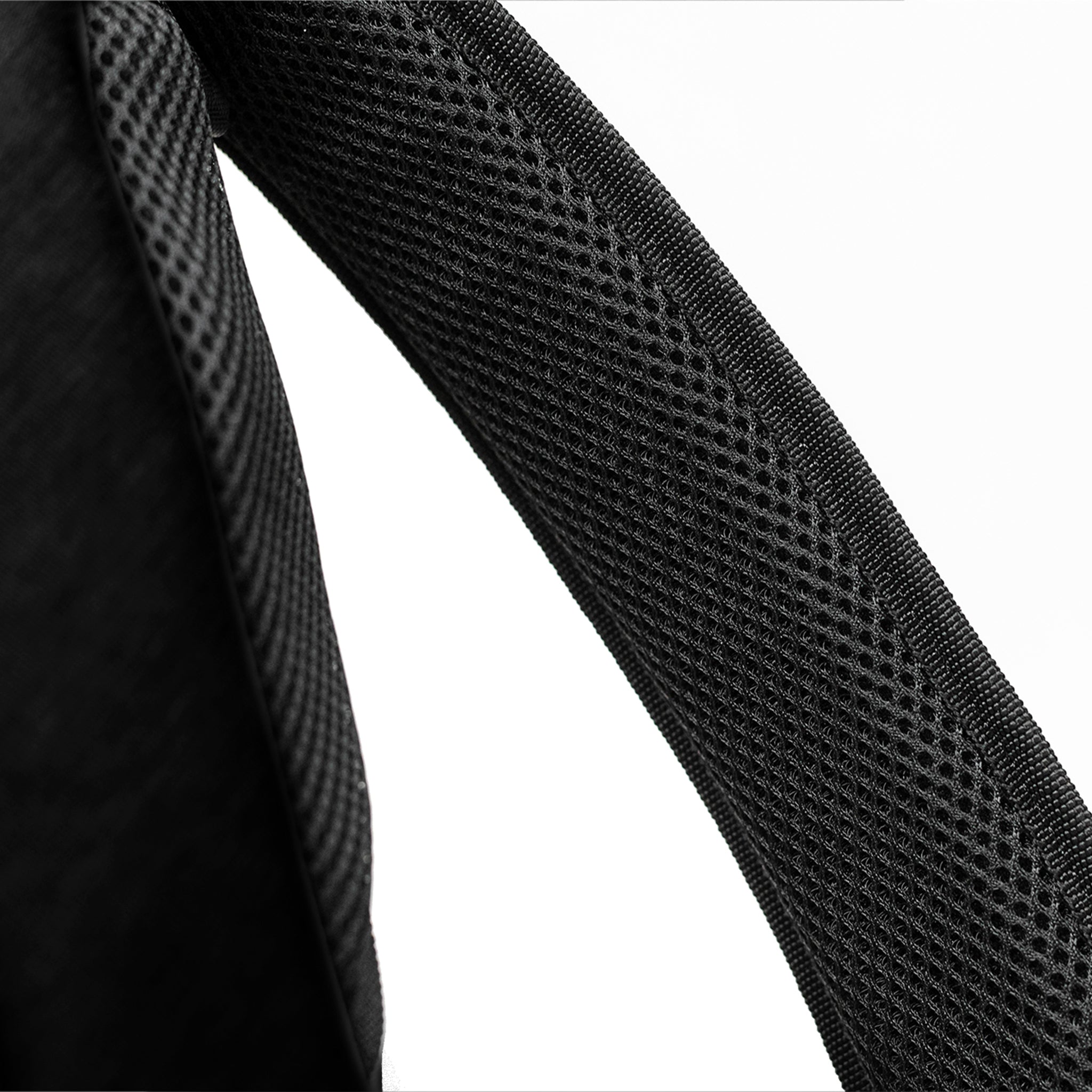 Elora Recycled Cross Body Bag (black) detailed view of padded cross body strap for comfort