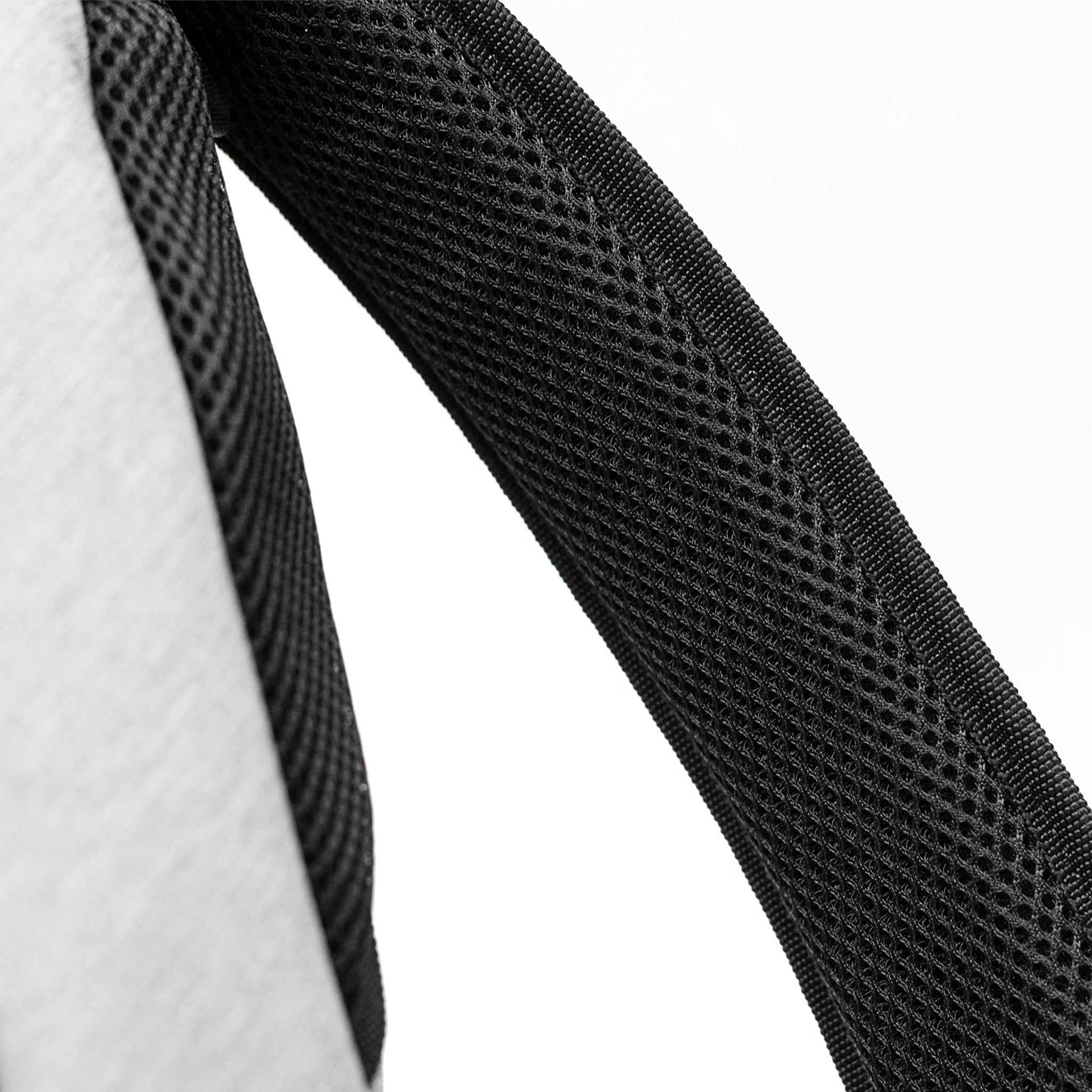 Elora Recycled Cross Body Bag (light grey) detailed view of padded cross body strap for comfort