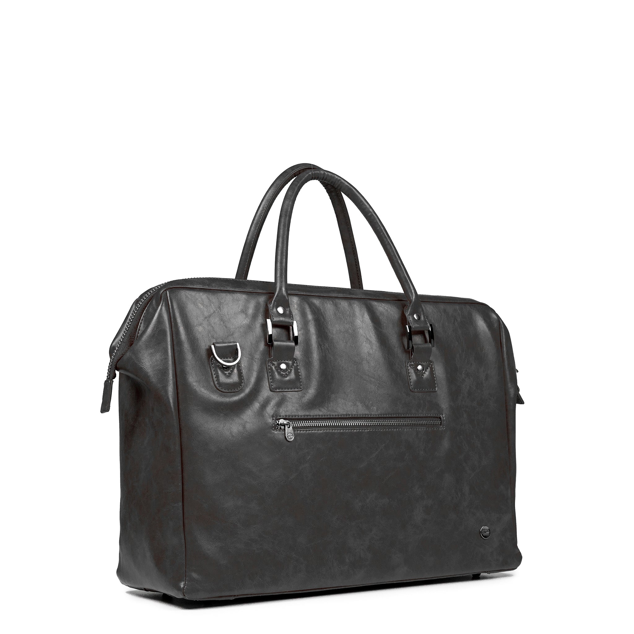 McGill 22.5L vegan leather, Doctor-Bag style messenger duffle, facing front side