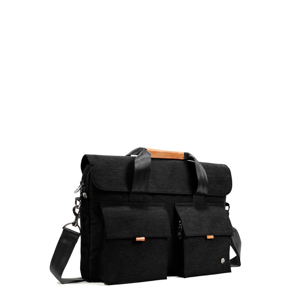 PKG Richmond 10L Messenger (black) – an original design with zippered, magnetic pockets for a sleek aesthetic. Durable 600D fabric, built-in organization, and a padded 16" laptop compartment ensure secure gear storage