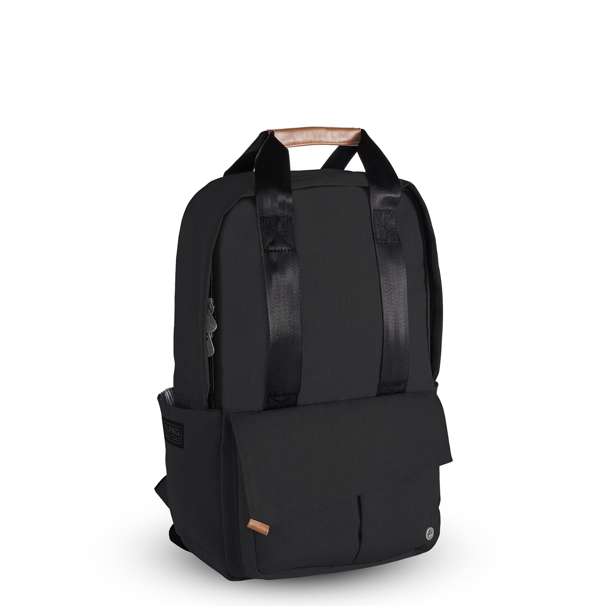 PKG Rosseau 19L Recycled Backpack Tote (black) – a blend of style and sustainability. Featuring hidden magnets, top tote handles, and weather-resistant design. Perfect for work, school, and weekend travel