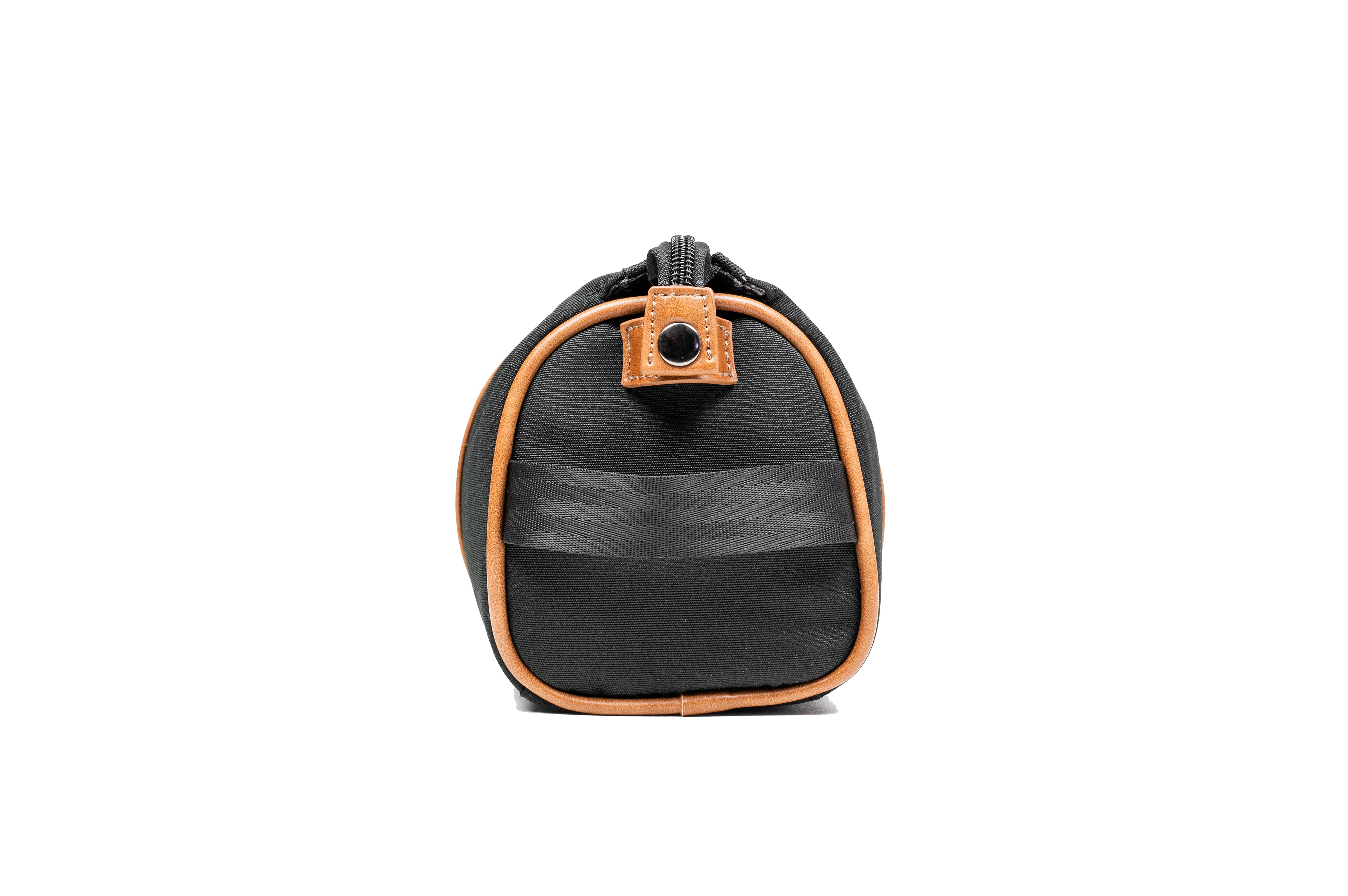 PKG Charlotte Recycled Toiletry Bag (black) side view showing strap