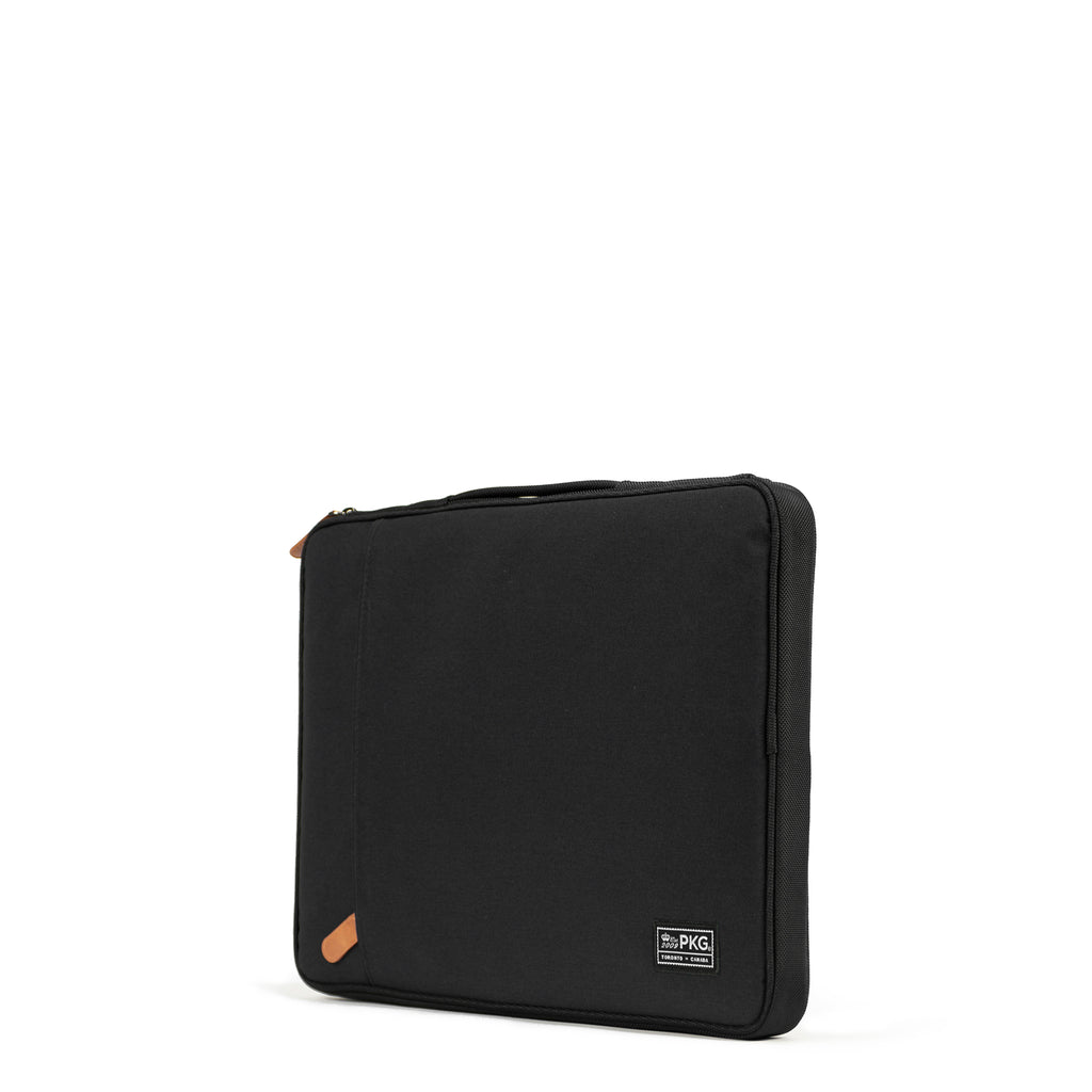 PKG Stuff Recycled Laptop Sleeve (black) – ideal for 13" & 14" as well as 15" & 16" laptops. with extra storage for accessories or tablets. Stay organized and protected, whether carried alone or in a bag