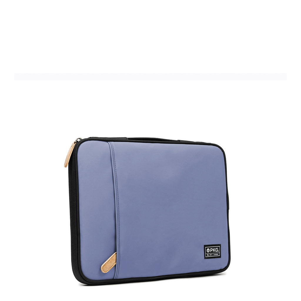 PKG Stuff Recycled Laptop Sleeve (vintage blue) – ideal for 13" & 14" as well as 15" & 16" laptops. with extra storage for accessories or tablets. Stay organized and protected, whether carried alone or in a bag