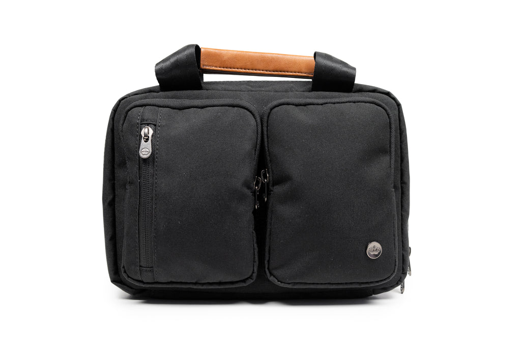 PKG Simcoe accessory bag (black)  front view showing outer pockets for even more storage organization options