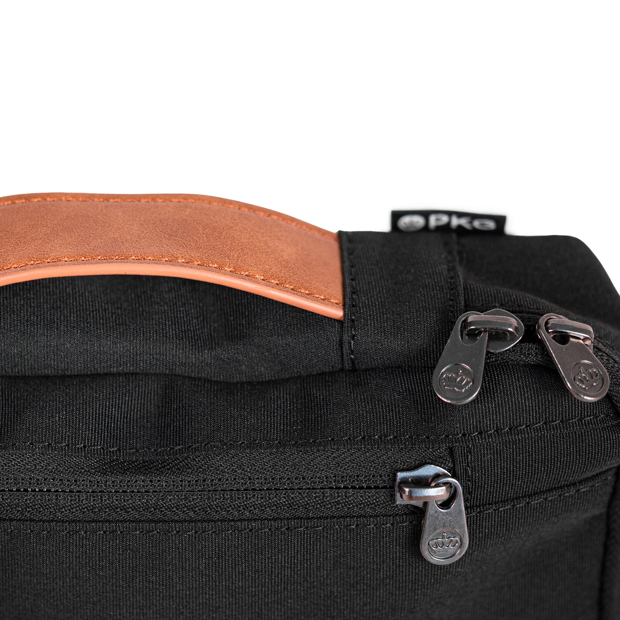 PKG Waterloo Recycled Accessory Cases (2-pack) (black) detailed view of vegan leather handle and zipper design