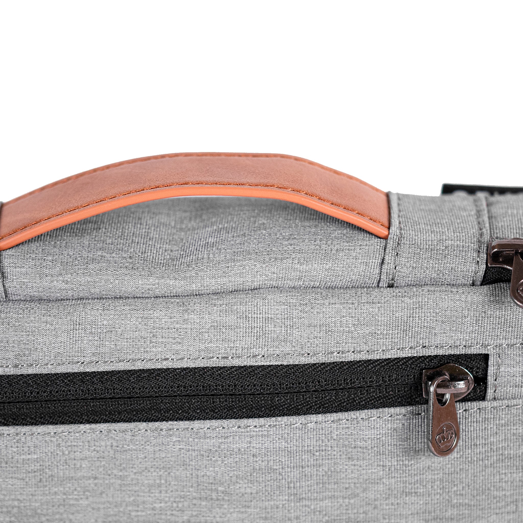 PKG Waterloo Recycled Accessory Cases (2-pack) (light grey) detailed view of vegan leather handle and zipper design