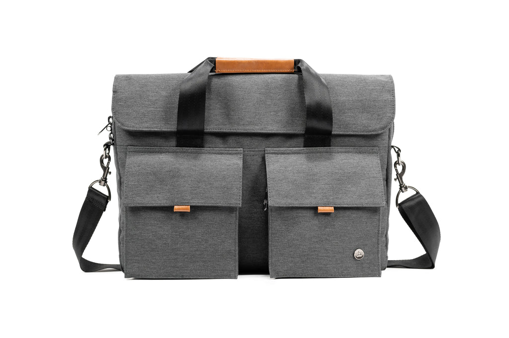 PKG Richmond 10L Messenger (dark grey) front view showing two pockets for office equipment