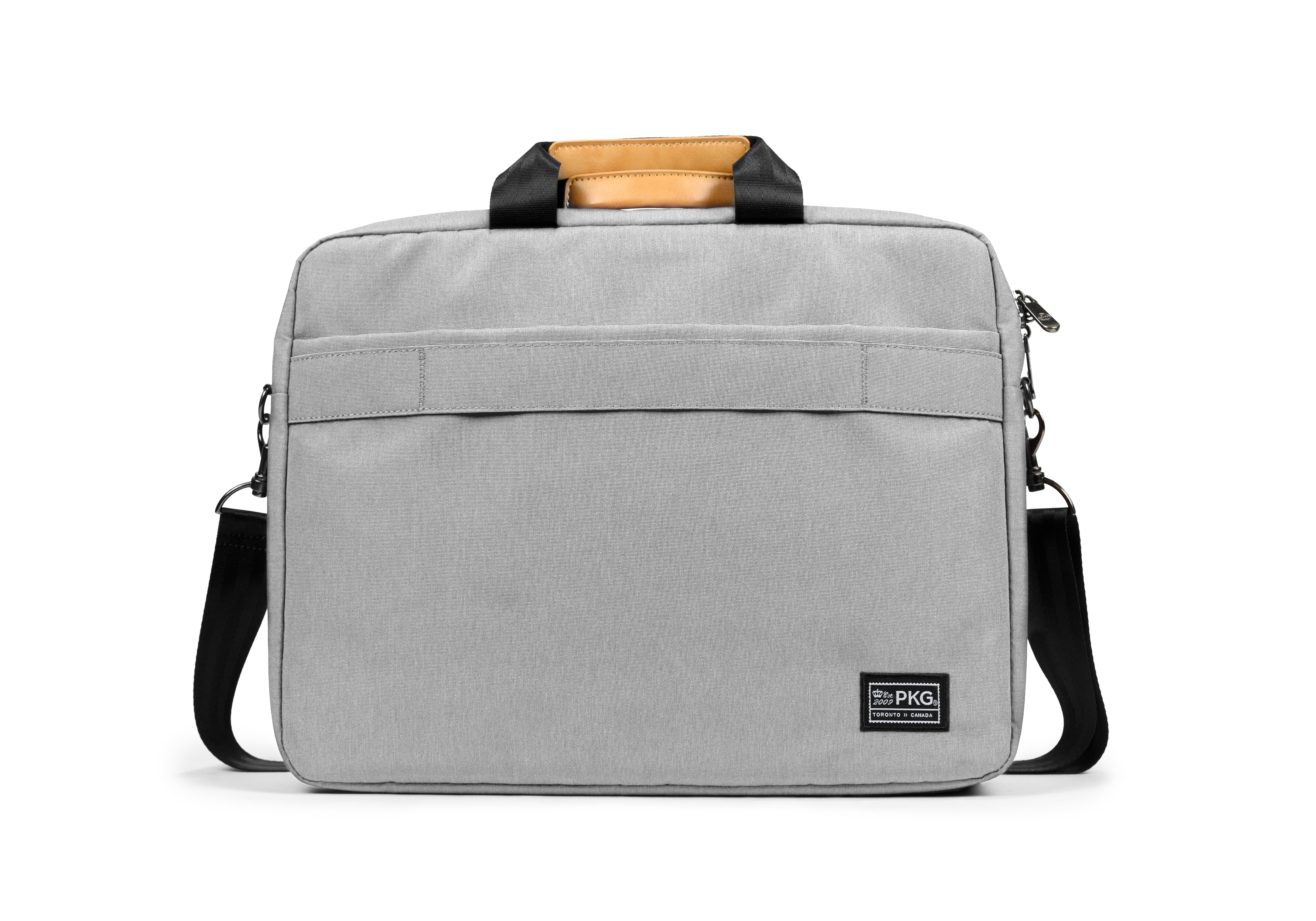 PKG Spadina 10L Messenger Bag (light grey) back view showing trolley strap