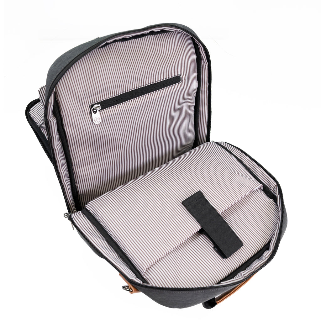 PKG Riverdale 11L Messenger Bag open, showing internal pockets