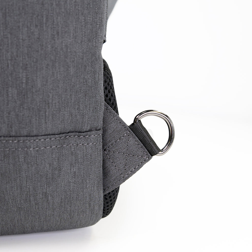 PKG Robson 12L Cross-Body Laptop Bag  showing d-ring for attaching adjustable shoulder strap