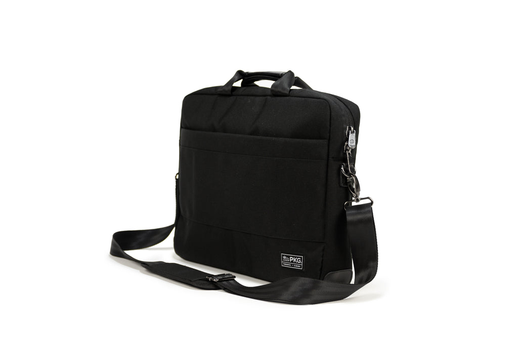 PKG Annex recycled messenger shoulder bag (blackout), angled back view
