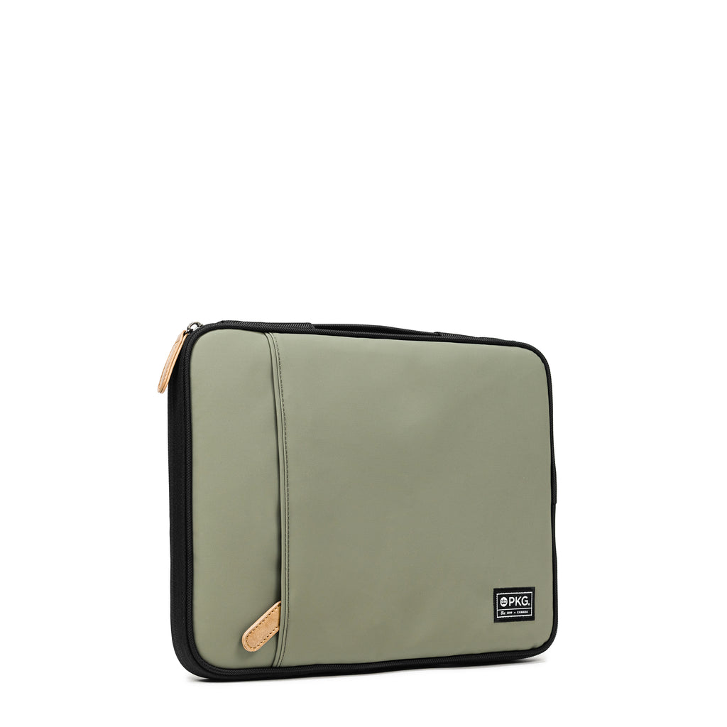 PKG Stuff Recycled Laptop Sleeve (tranquil green) – ideal for 13" and 14" laptops. with extra storage for accessories or tablets.  Stay organized and protected, whether carried alone or in a bag