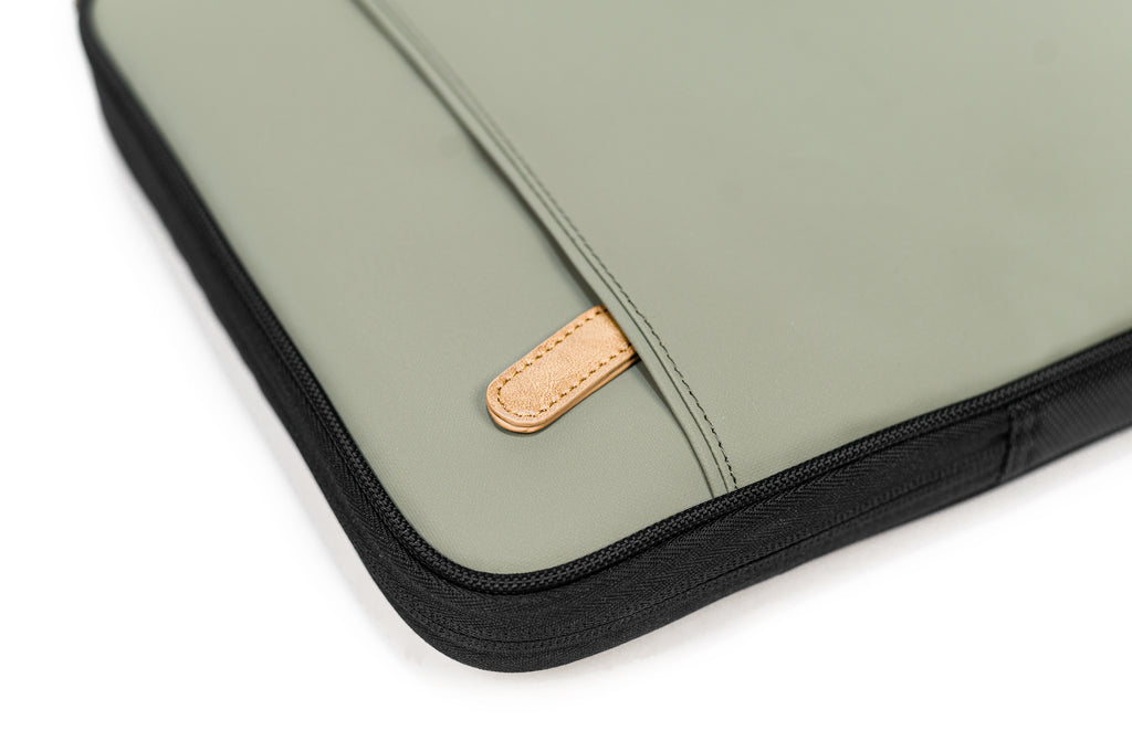 PKG Stuff Recycled Laptop Sleeve (tranquil green) detailed view of material and build quality