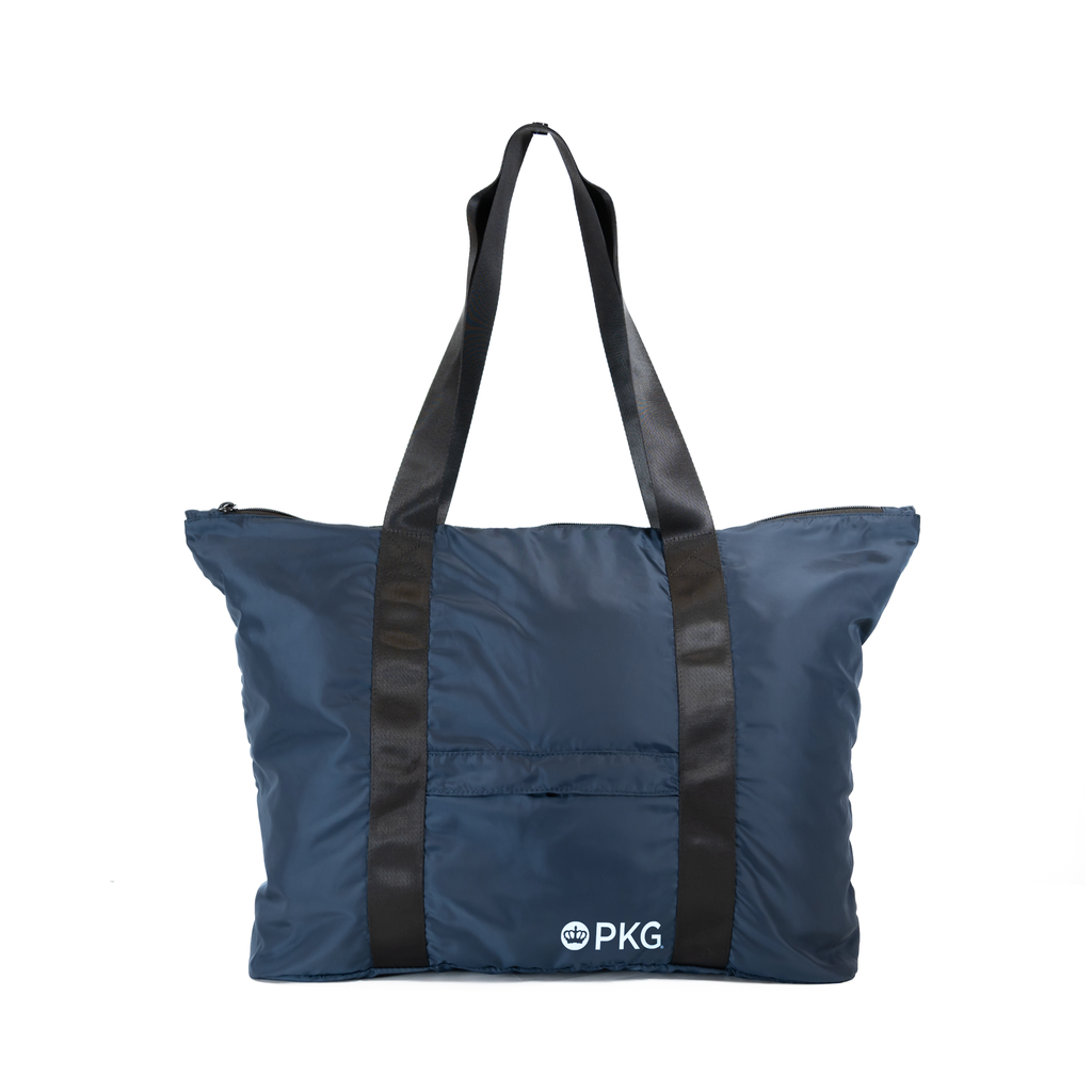 PKG Umiak 33L Recycled Packable Tote (navy) showing handle