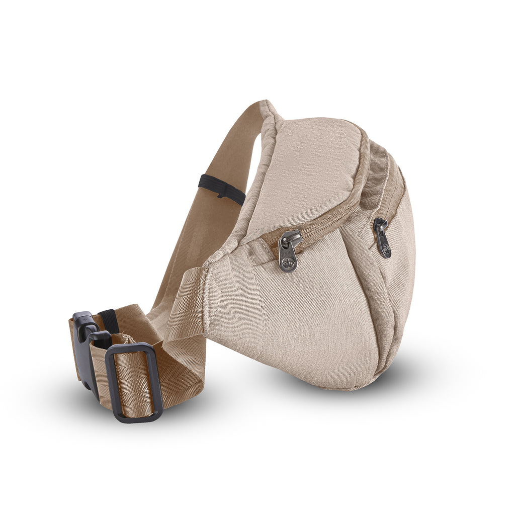 PKG Bremner recycled cross body/waist pack (ginger root)side view 