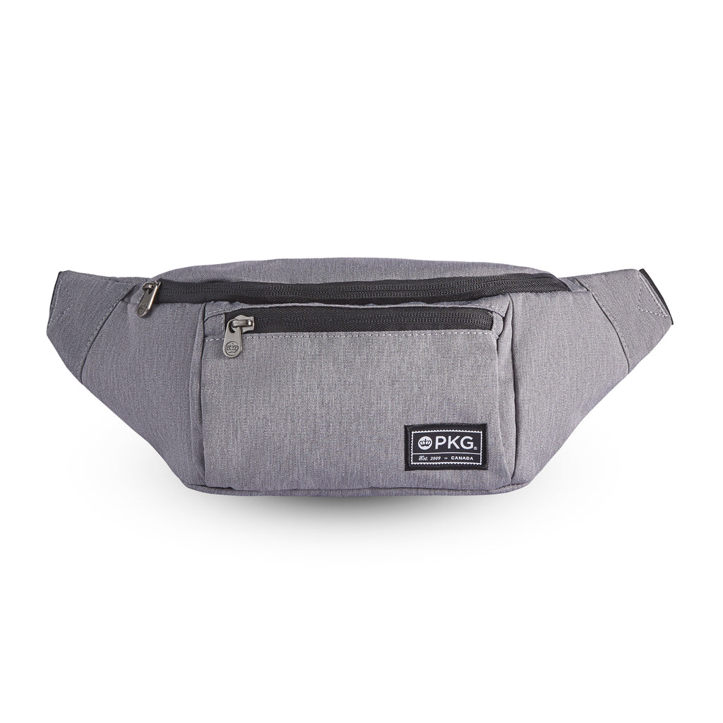 PKG Bremner recycled cross body/waist pack (light grey) front view