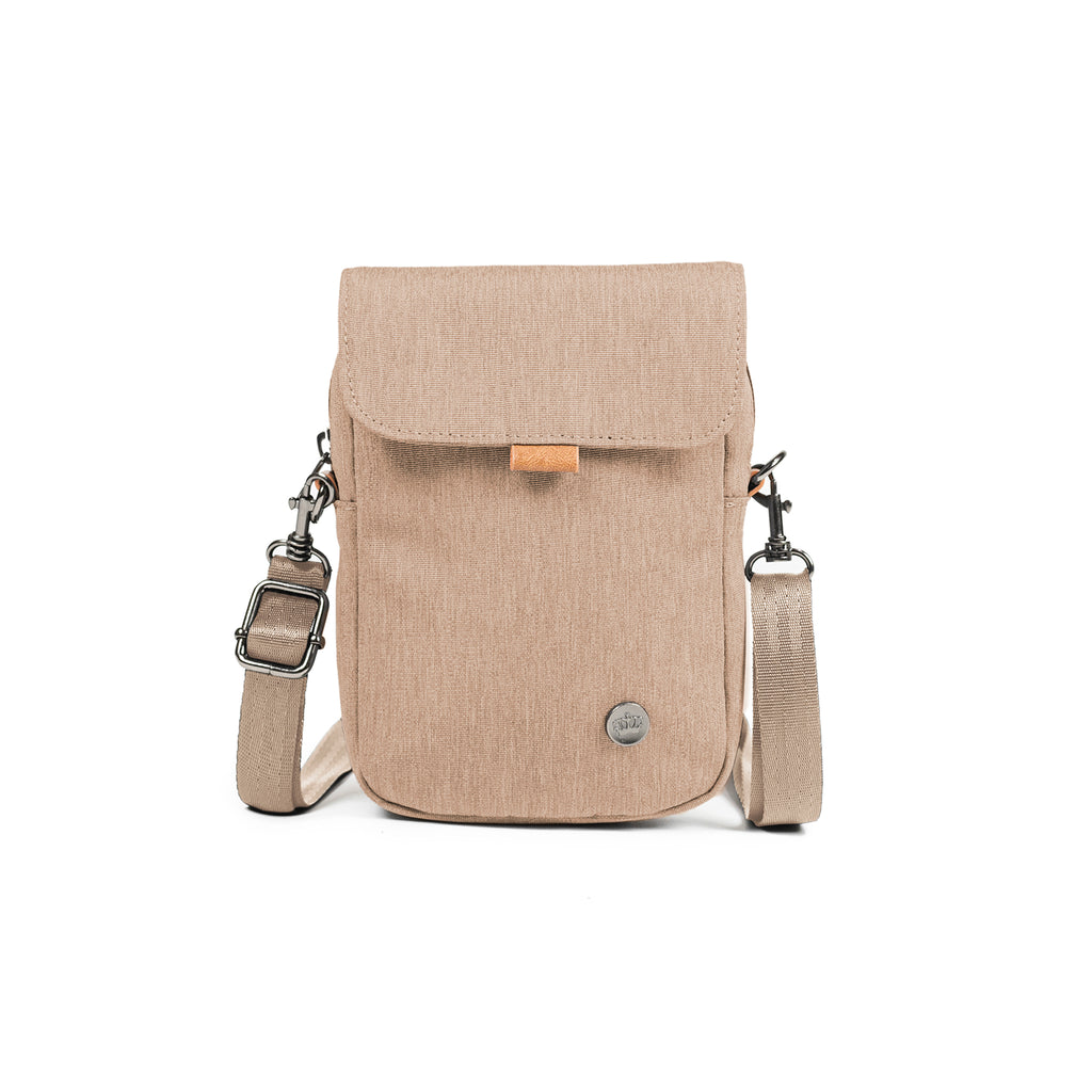 PKG Burrard recycled cross body bag (ginger root) front view