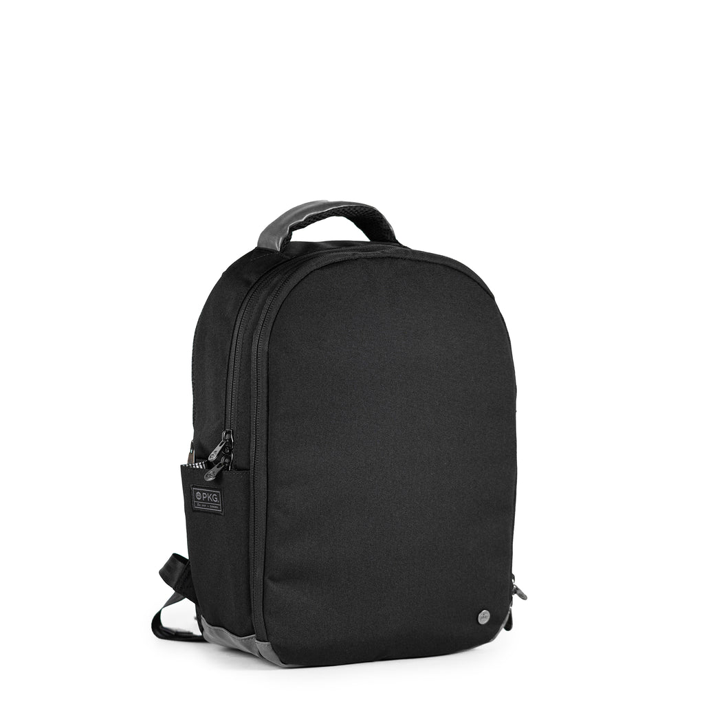 PKG Durham Commuter 17L recycled backpack (black) – slim, weather-resistant, and offers functional storage for work essentials