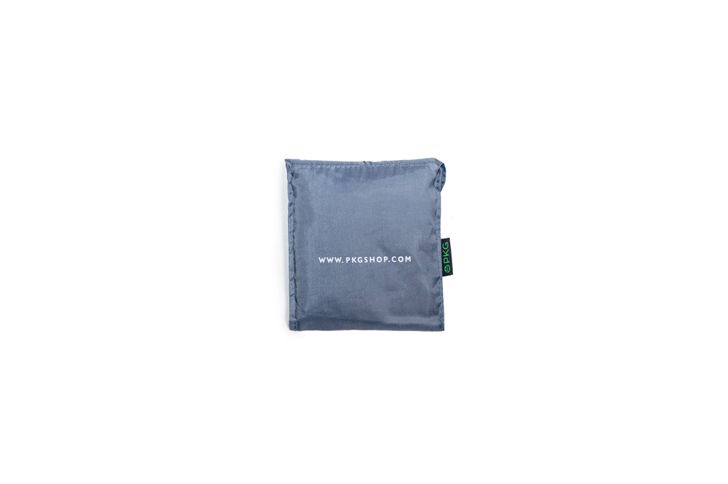 PKG Market Recycled Foldable Tote Bag (light blue) folded back view