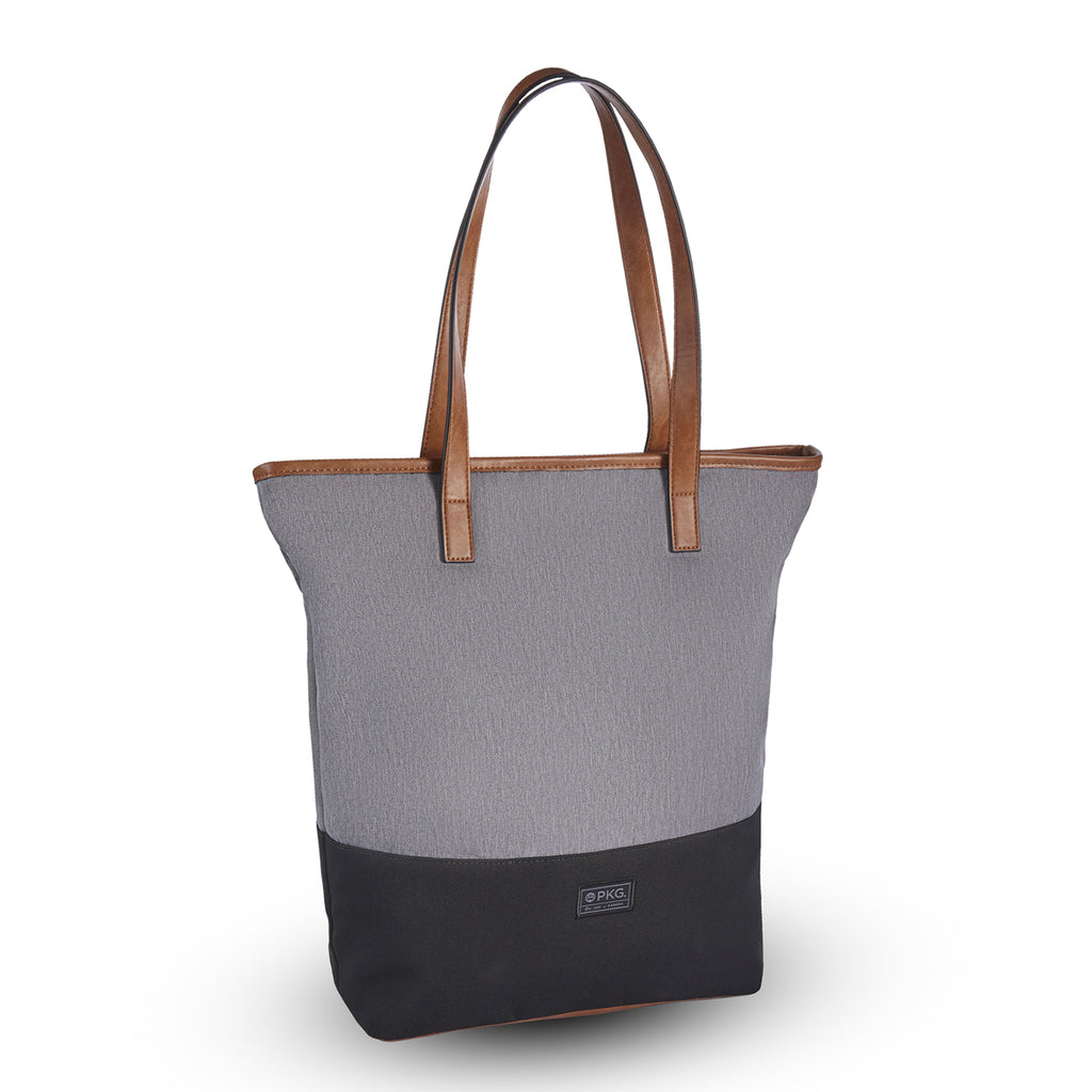 PKG Hazelton 20L Recycled Tote Bag (light grey). This mid-size tote, crafted from weather-resistant recycled fabrics, includes a dedicated 16” laptop compartment – perfect for work, school, or play