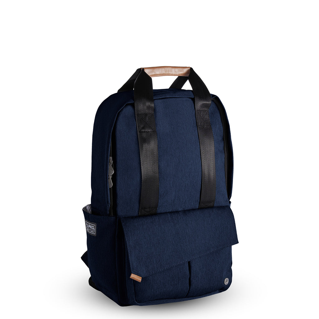 PKG Rosseau 19L Recycled Backpack Tote (navy) – a blend of style and sustainability. Featuring hidden magnets, top tote handles, and weather-resistant design. Perfect for work, school, and weekend travel