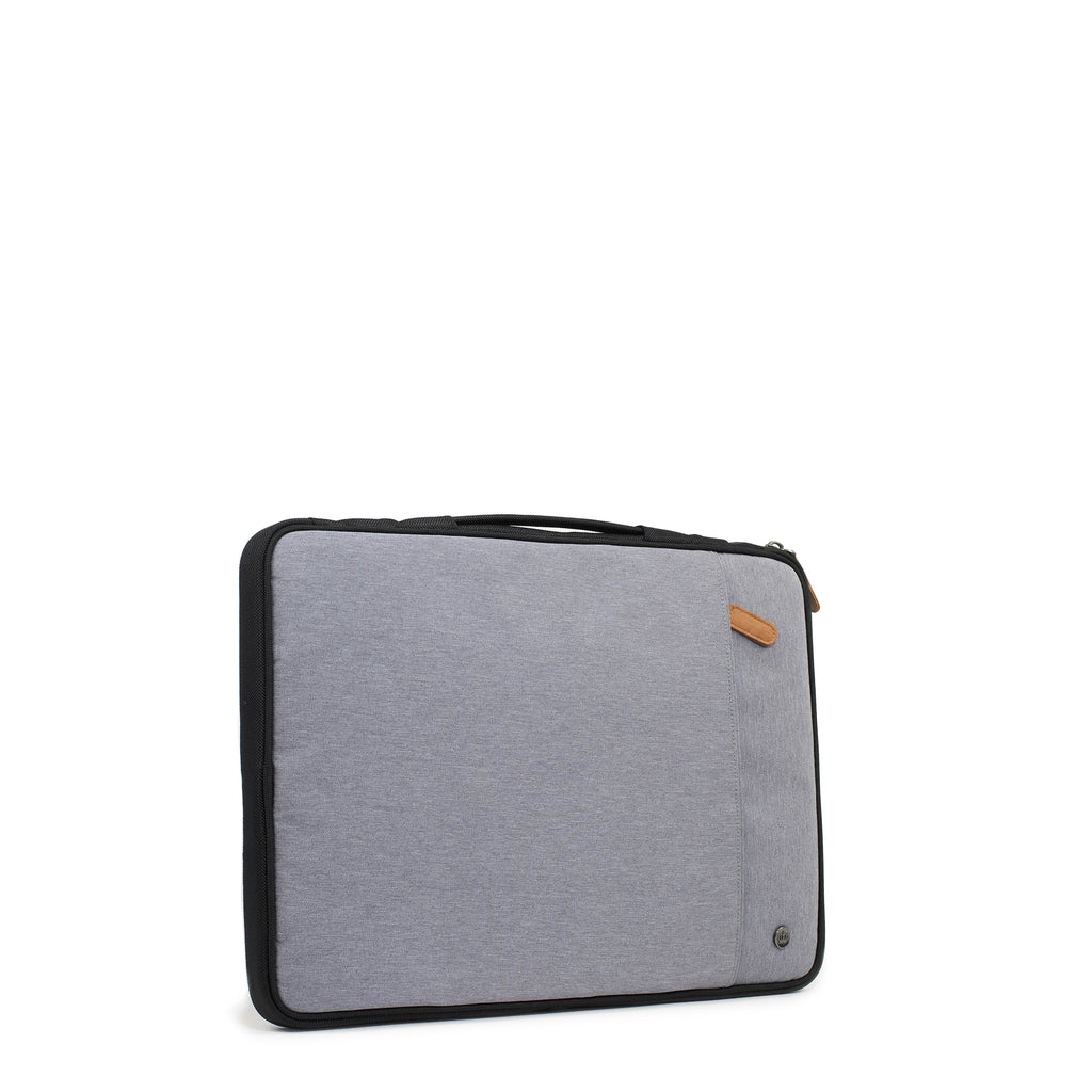 PKG Stuff Recycled Laptop Sleeve (light grey) – ideal for 13" & 14" as well as 15" & 16" laptops. with extra storage for accessories or tablets. Stay organized and protected, whether carried alone or in a bag