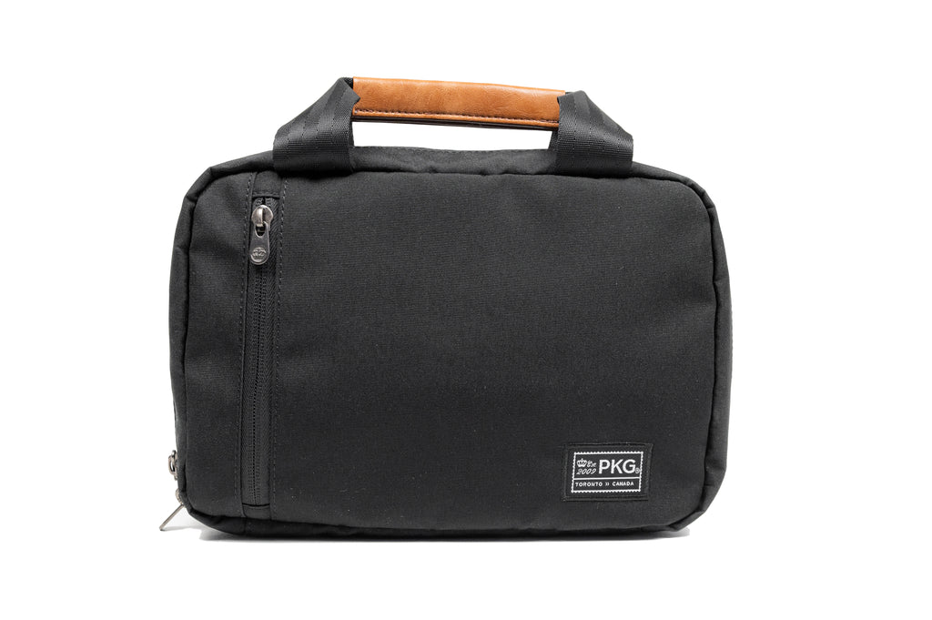 PKG Simcoe accessory bag (black) back view showing additional back pocket