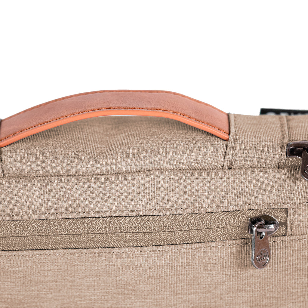 PKG Waterloo Recycled Accessory Cases (2-pack) (ginger root) detailed view of vegan leather handle and zipper design